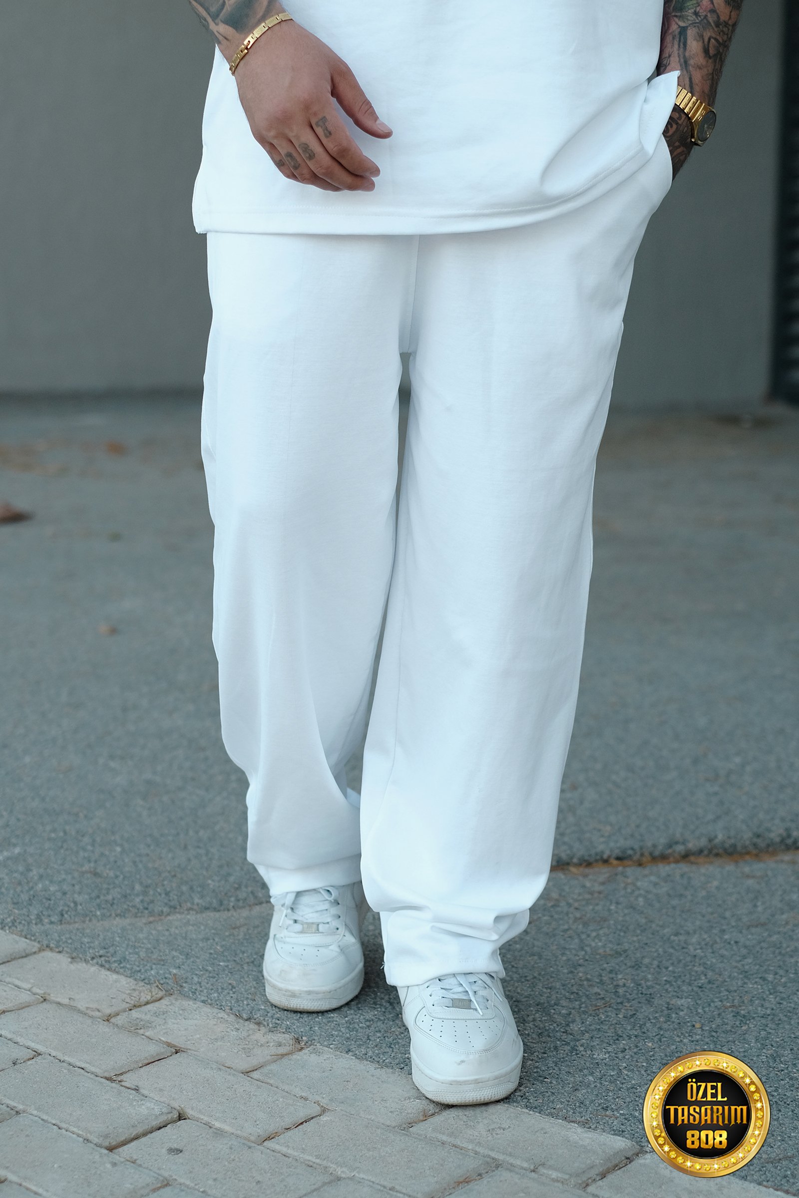 808 Basic Tok Oversize Jogger - Beyaz