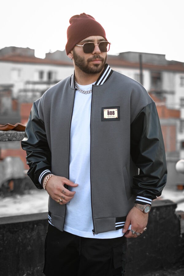 808 Suni Deri Kol Oversize Kolej Ceket