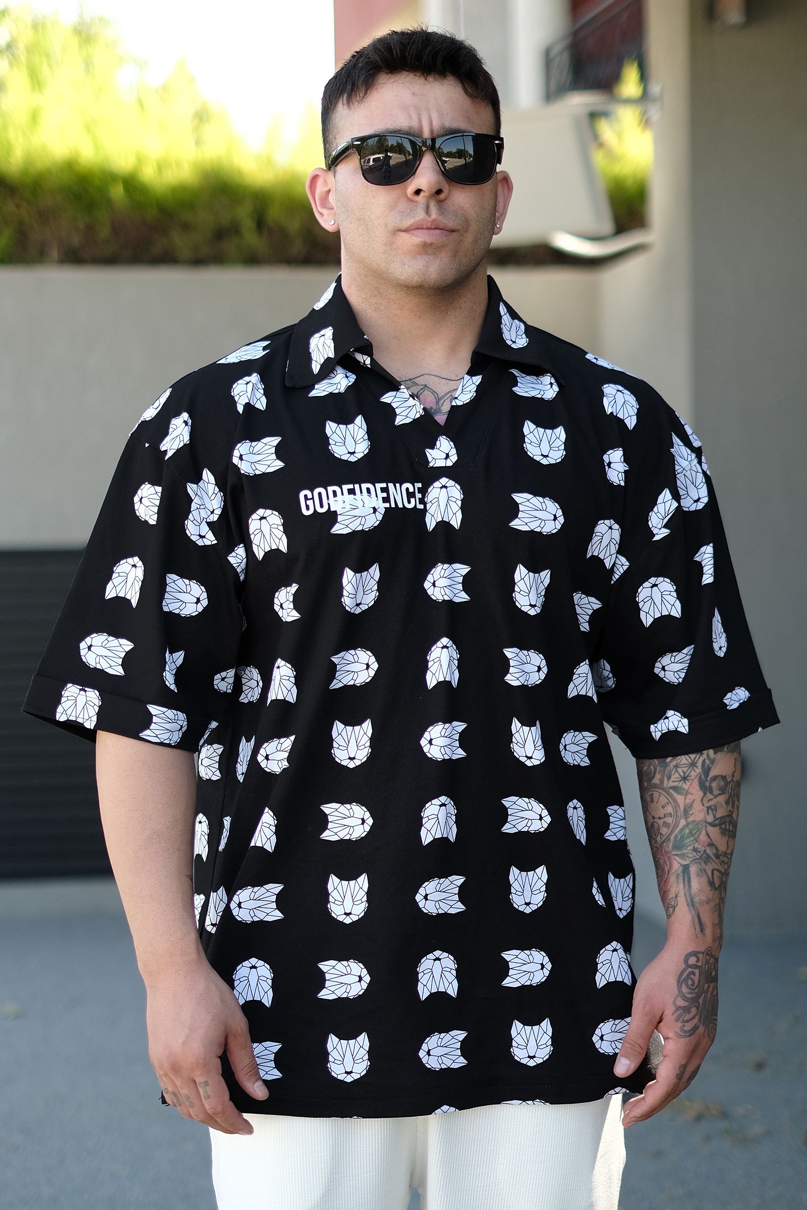 808 Godfidence Baskılı Oversize Yakalı Tişört