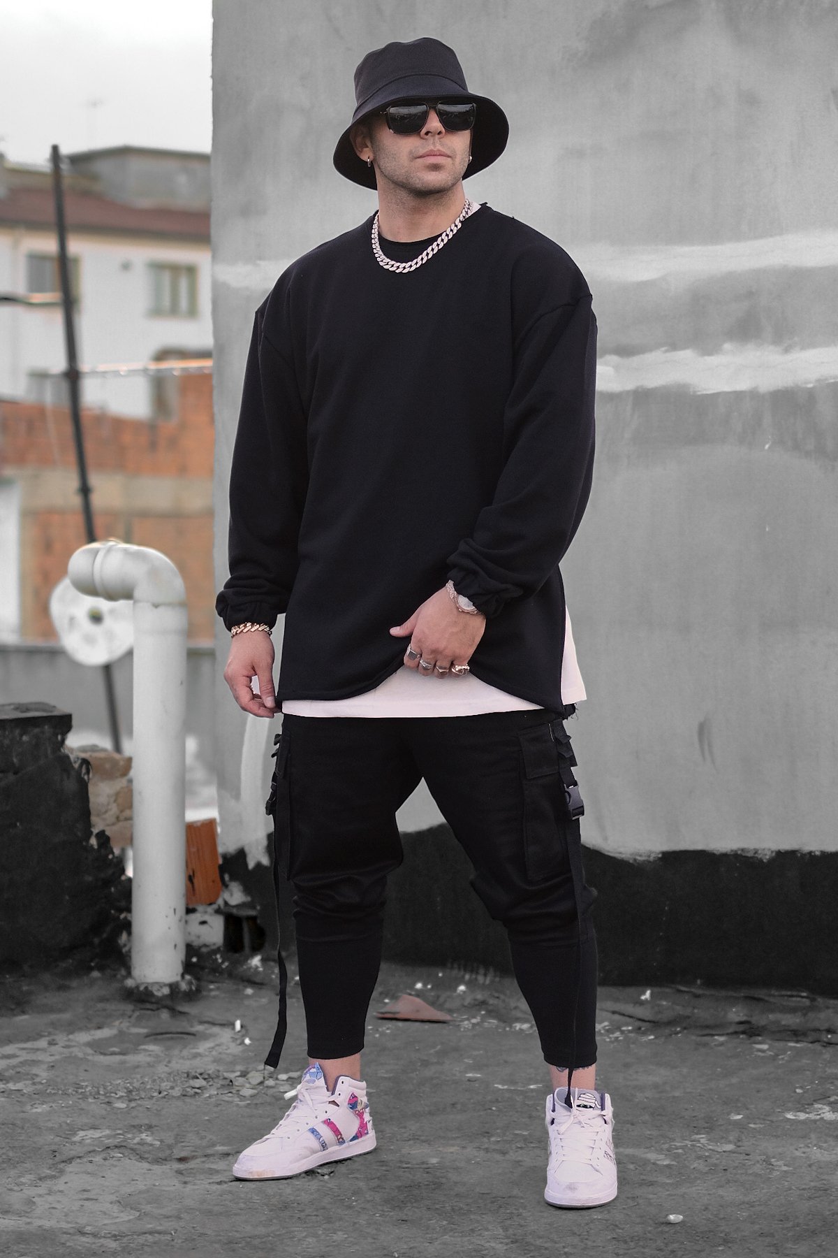 808 Basic Oversize Fermuar Yırtmaç Sweatshirt