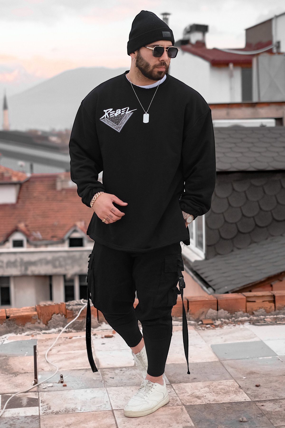 808 ”Rebel” Oversıze Fermuar Yırtmaç Sweatshırt
