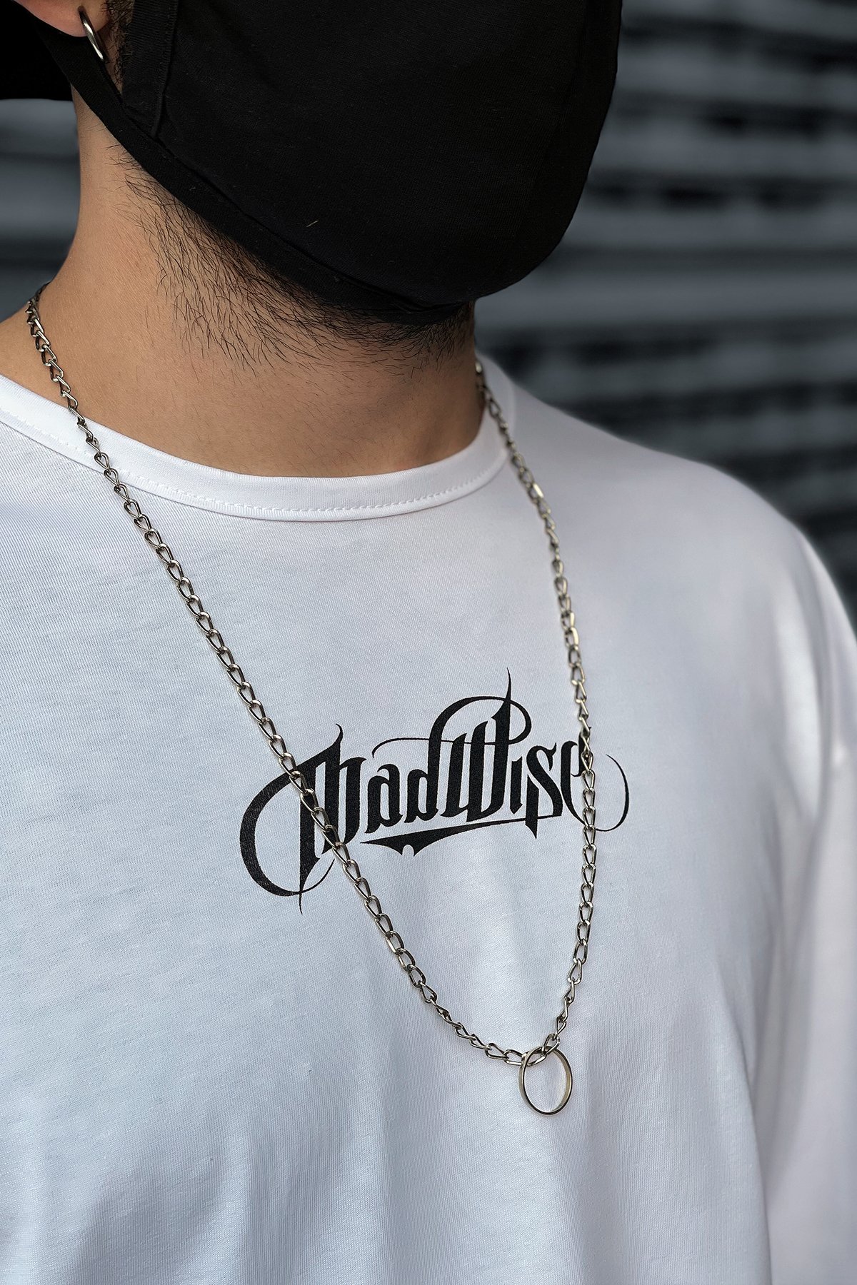 808 '' Madwise '' Baskılı Oversize Tişört - Beyaz