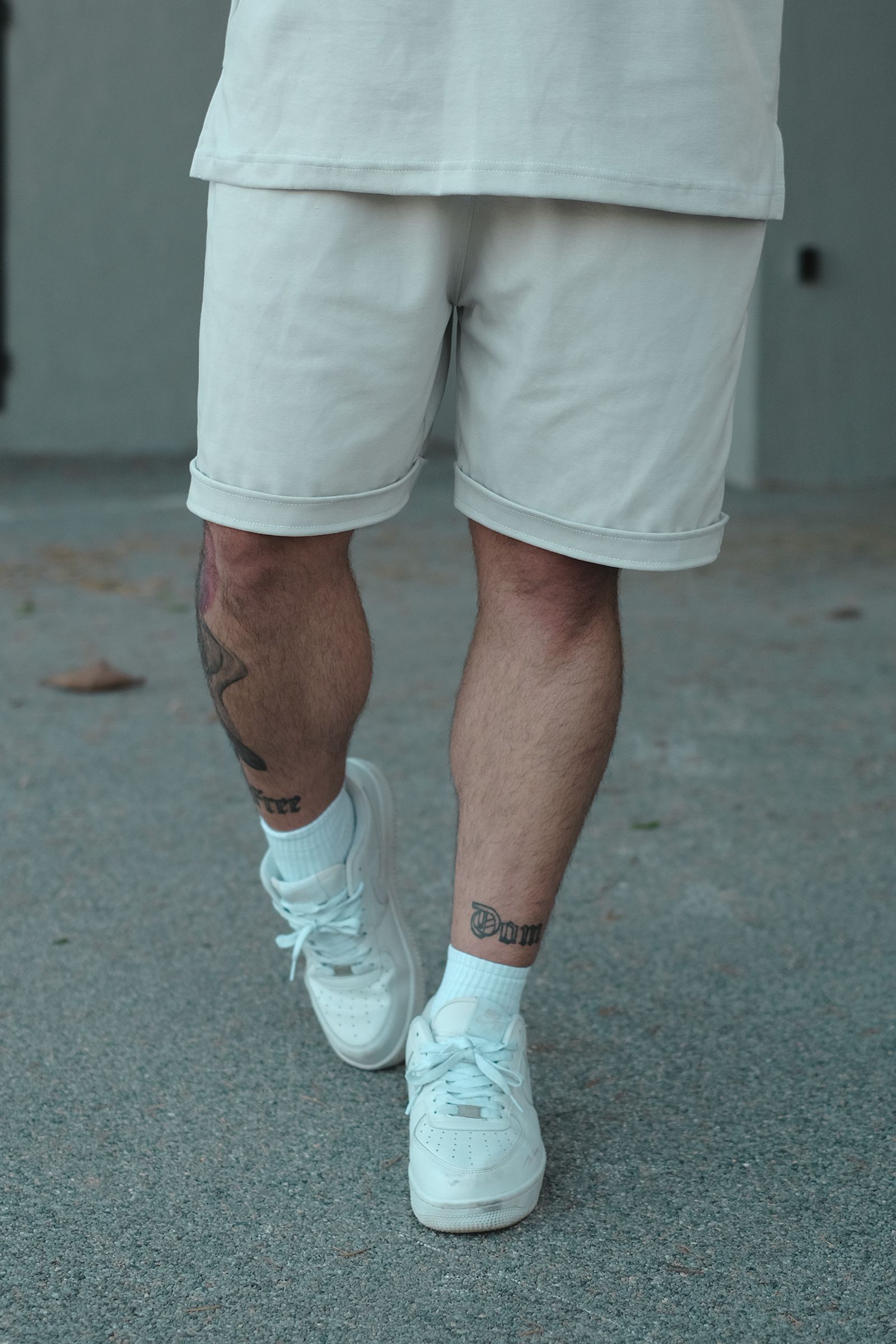 808 Basic Oversize Tok Şort - Açık Gri