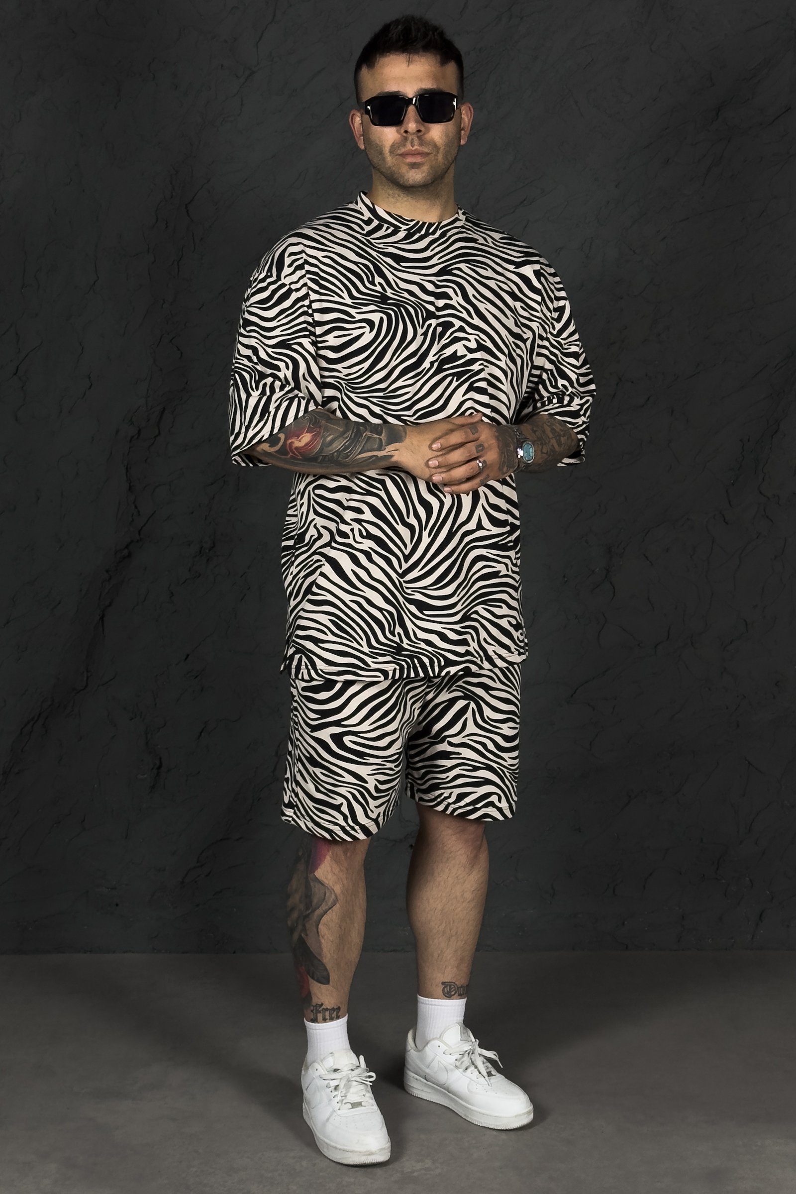 808 Zebra Desen Oversize Şort