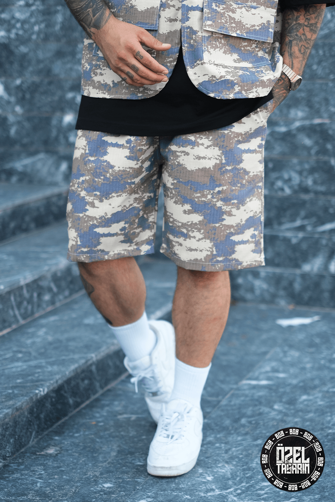 808 Dijital Kum Desen Oversize Şort