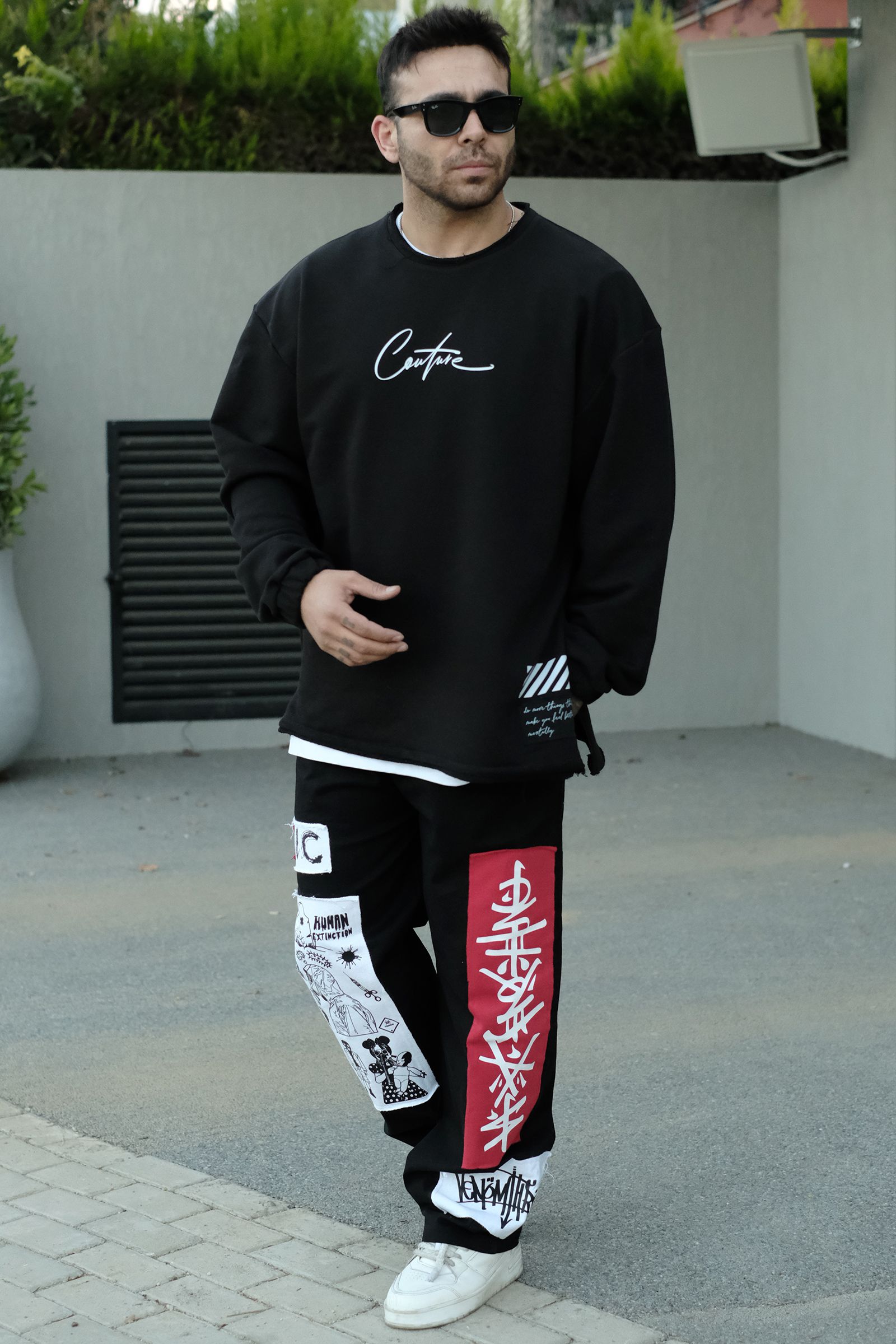 808 "Couture" Fermuar Yırtmaç Oversize Sweatshirt