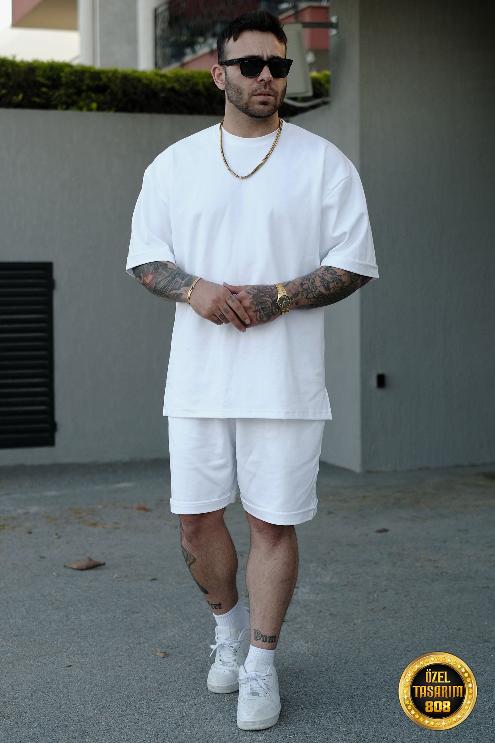 808 Basic Tok Oversize Takım - Beyaz