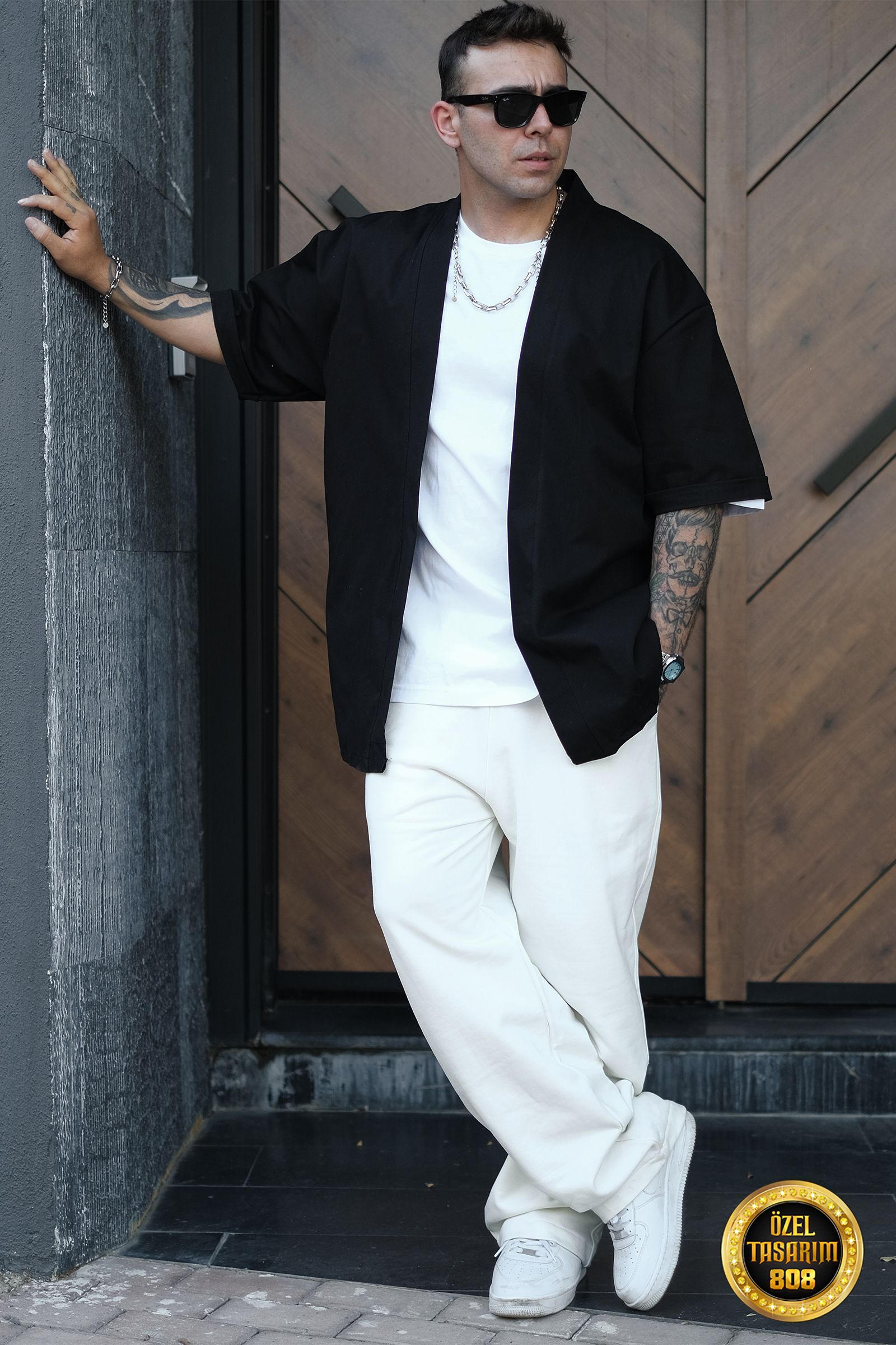 808 Oversize Basic Kimono - Takım (Kimono + Pantolon)