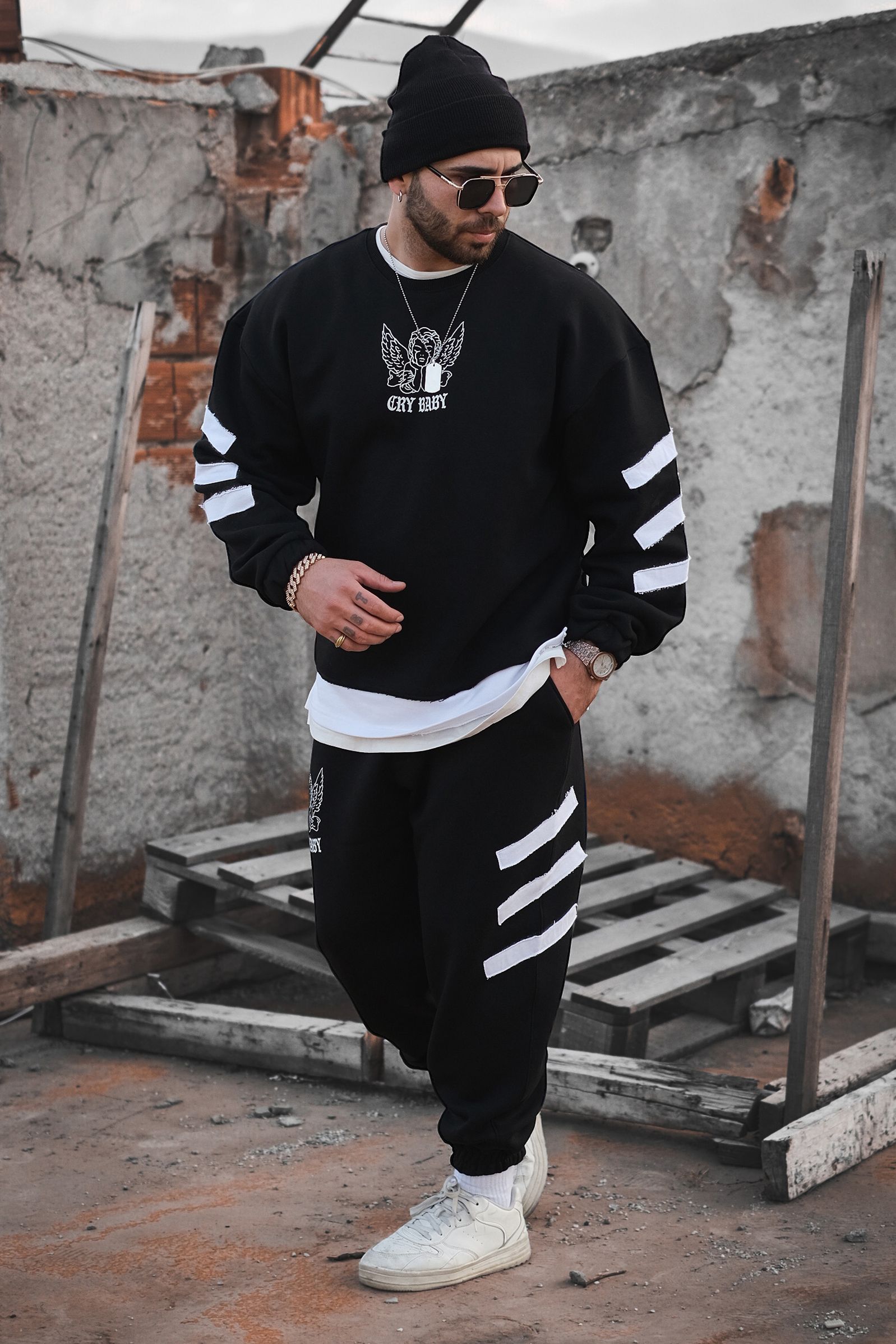 808 Bless Baskılı Oversize Jogger