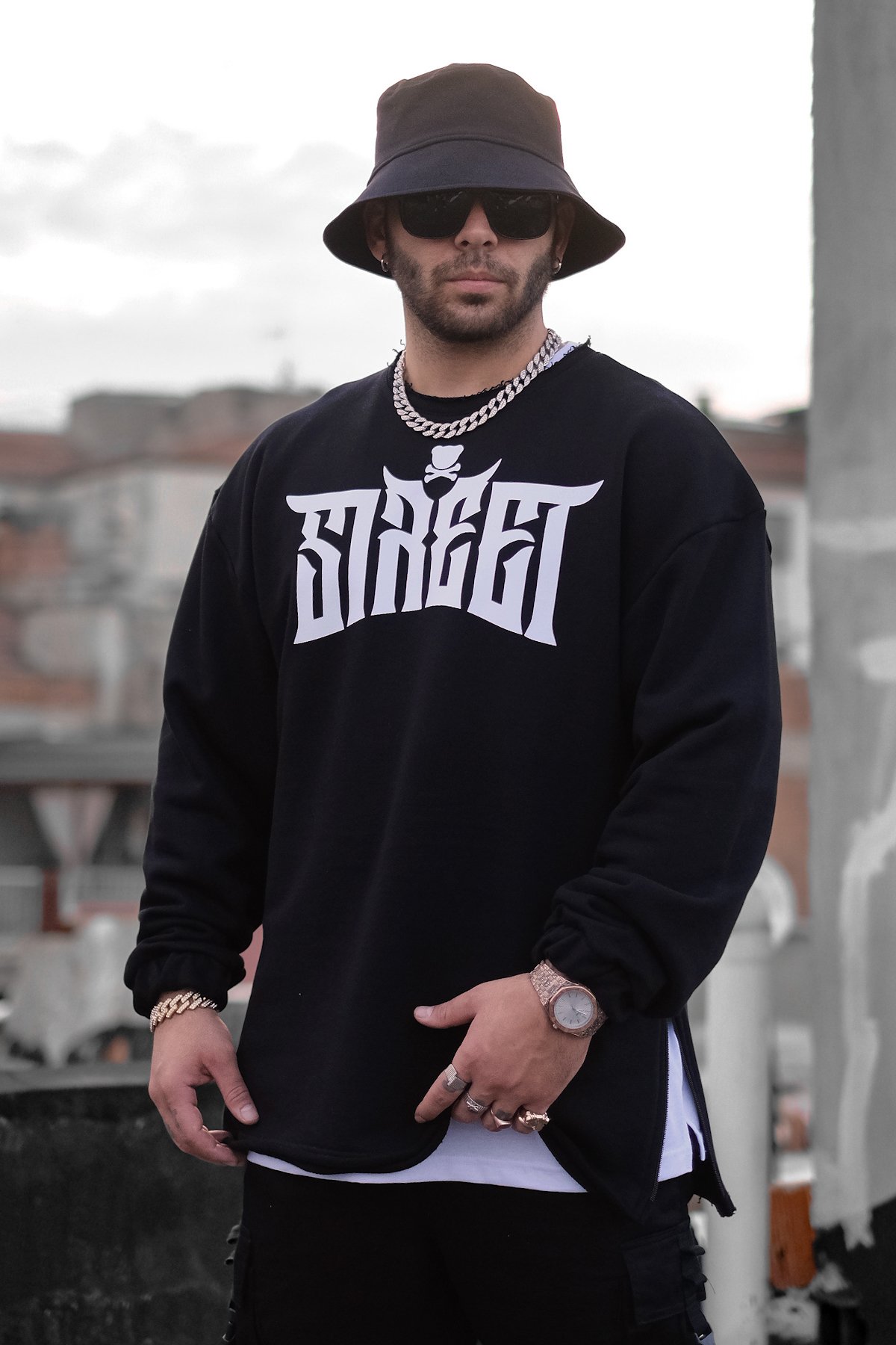 808 “Street Hustler” Fermuar Yırtmaçlı Oversıze Sweatshırt