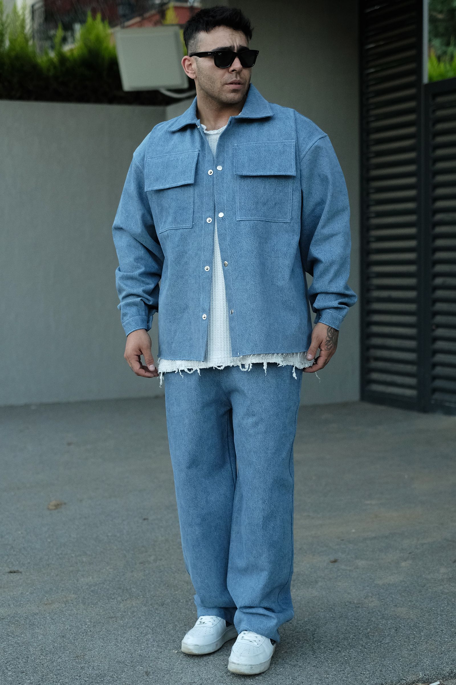 808 Oversize Retro Mavi Kot Jogger