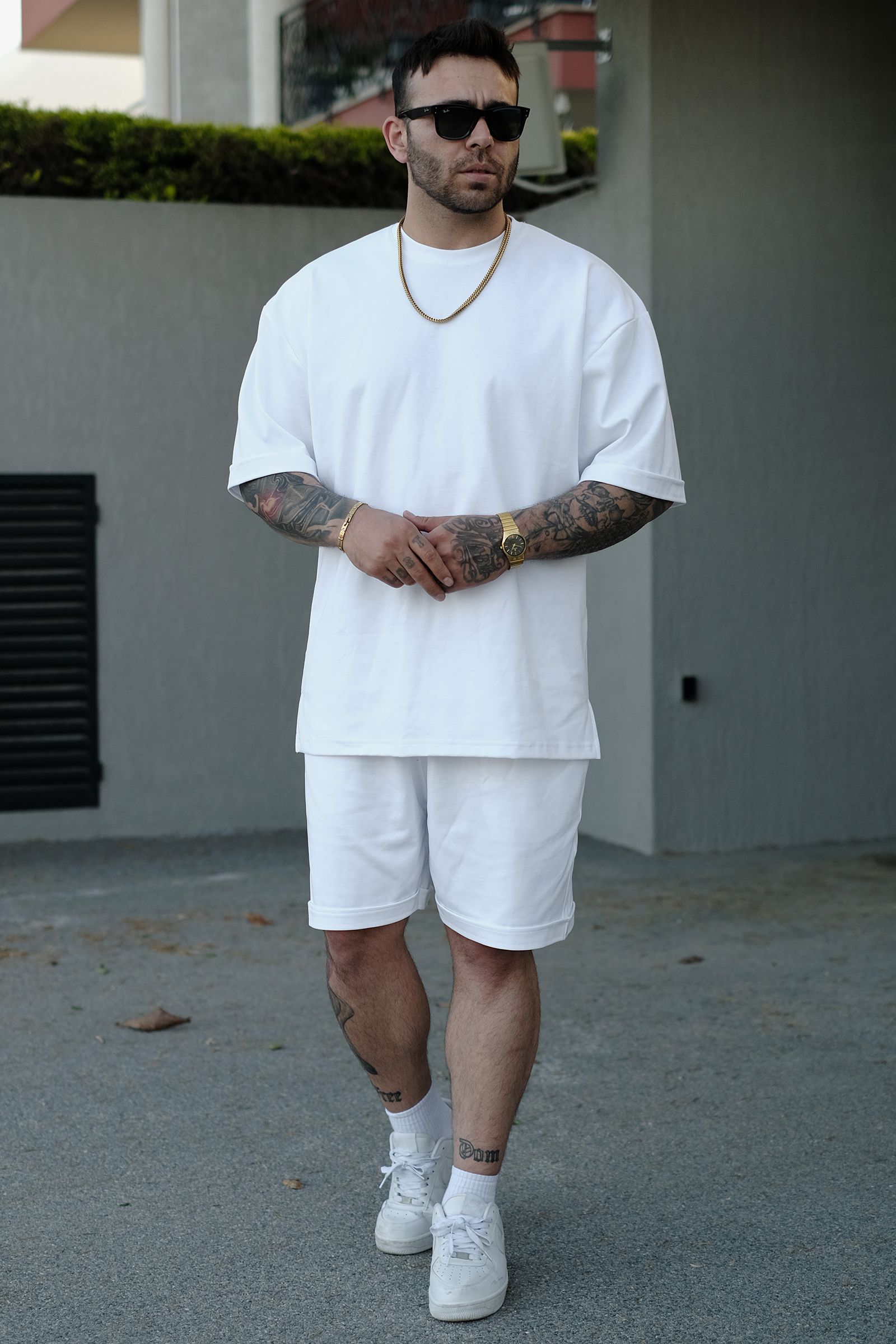 808 Basic Oversize Tok Tişört - Beyaz