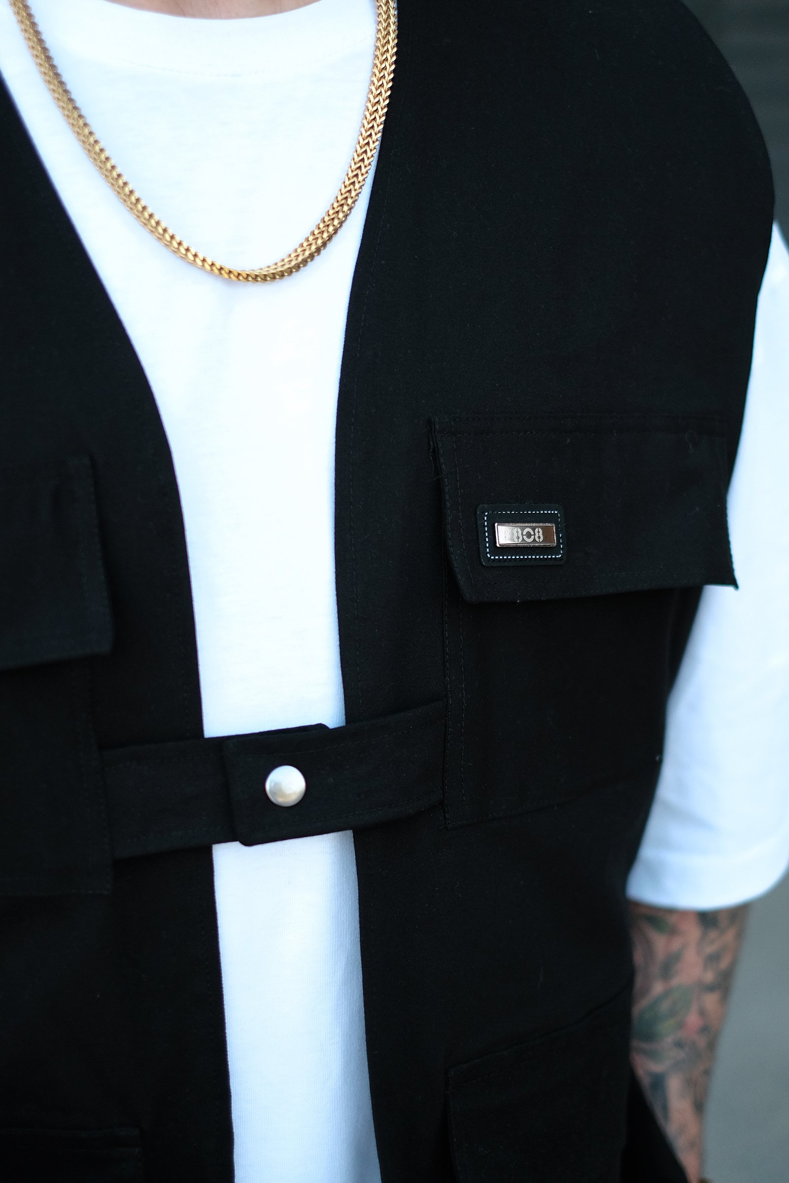 808 Oversize Tek Düğme Cepli Yelek