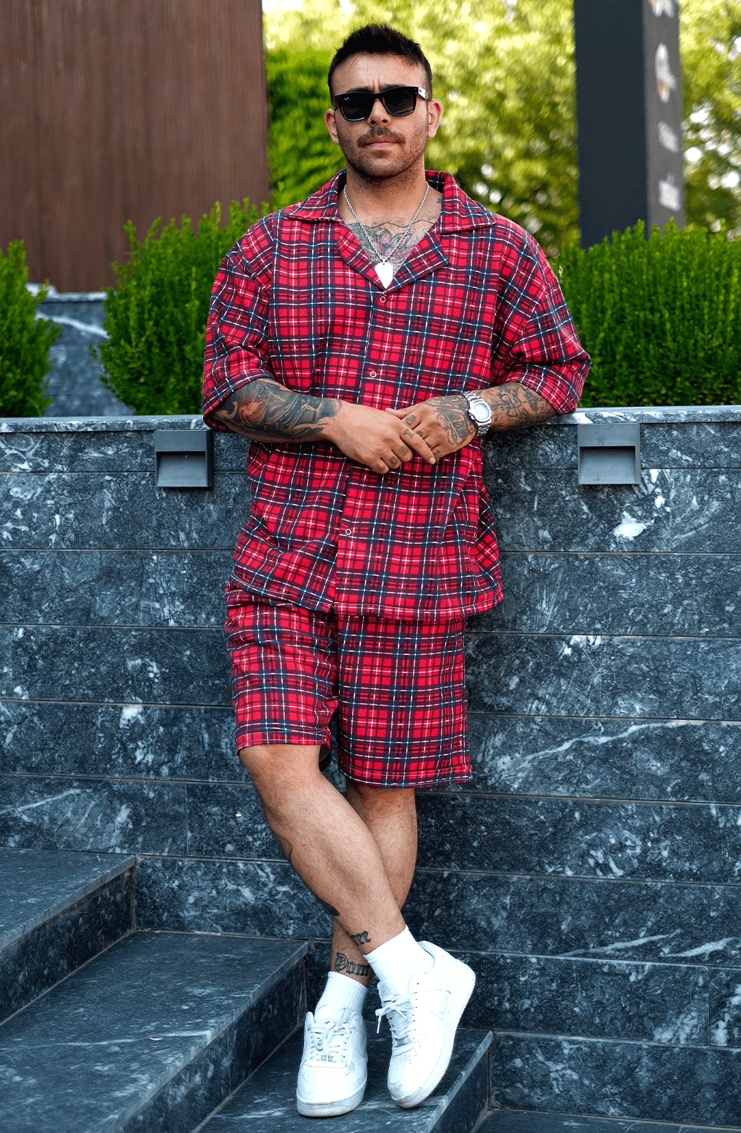 808 Ekose Desen V Yaka Tok Oversize Gömlek