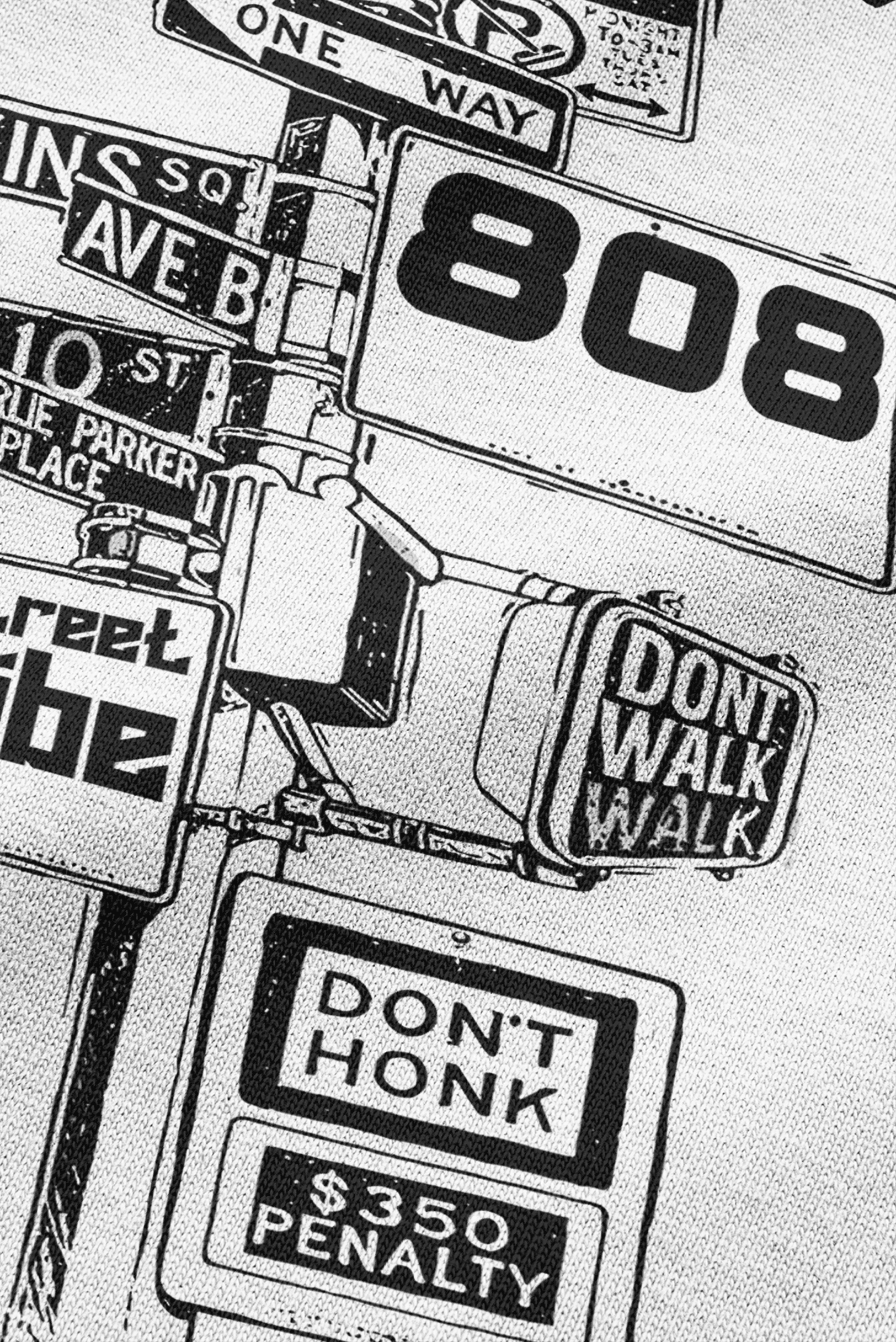 808 " Street Vibe " Baskılı Oversize Tişört - Beyaz