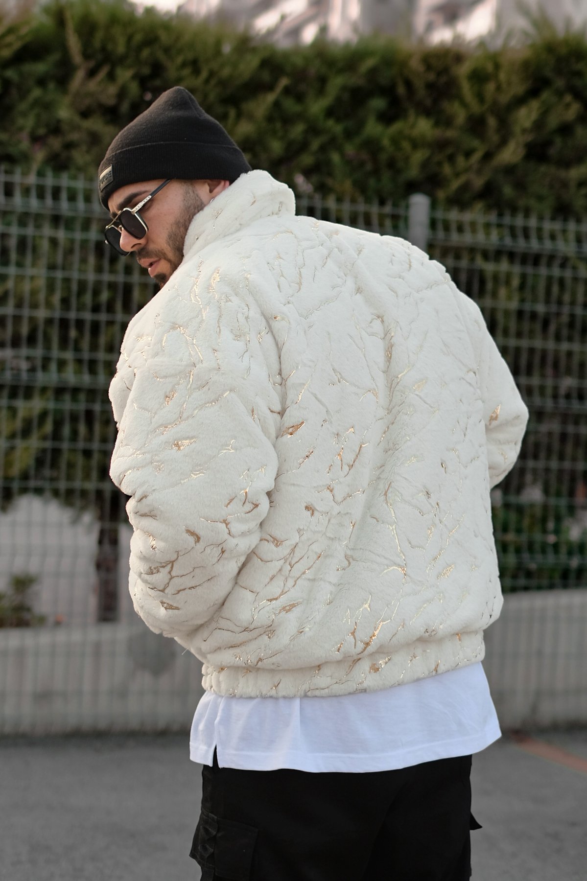 808 Gold Varak Detay Peluş Oversize Dolgulu Mont