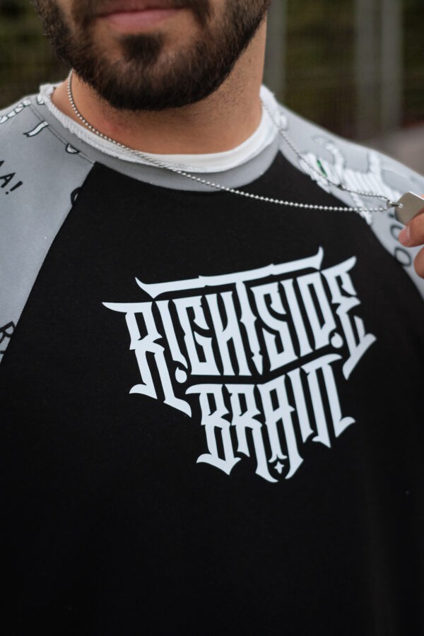 808 Raglan Mumya Desen Kol Baskılı Oversize Sweatshirt