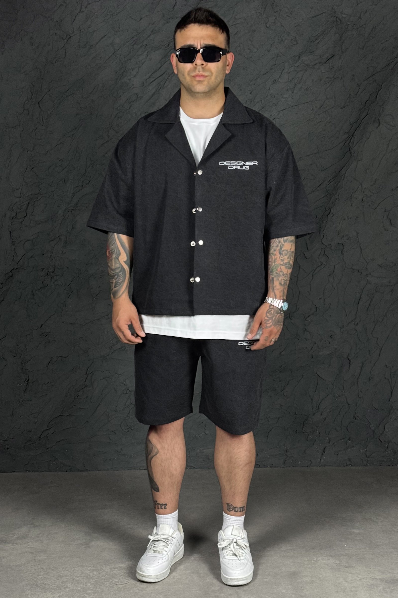 808 Designer Baskılı Oversize Tok Kot Şort