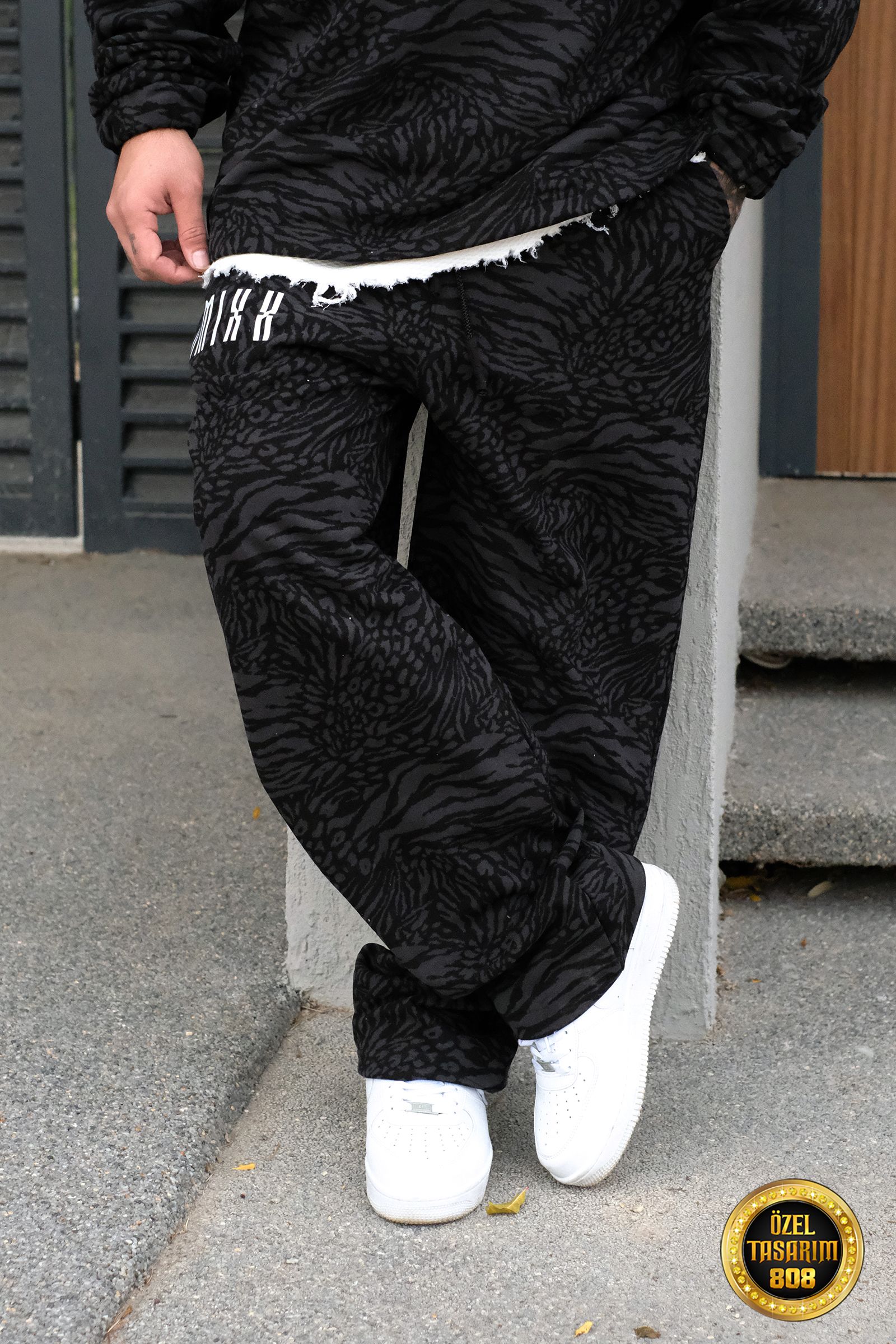 808 NMXX Baskılı Özel Tasarım Desenli Oversize Jogger