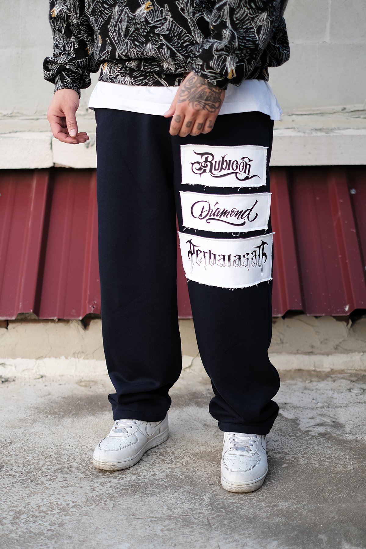 808 Diamond Baskılı Yama Detay Oversize Baggy Jogger