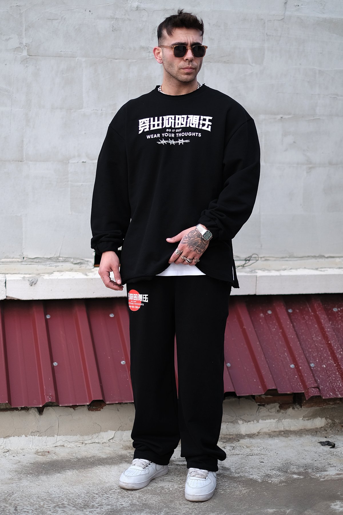 808 Wear Sırt Baskılı Fermuar Detay Oversize Sweatshirt 