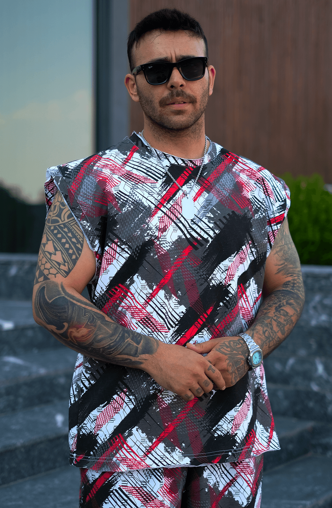 808 NextGen Desen Tok Oversize Takım (Kolsuz tişört+ Şort )