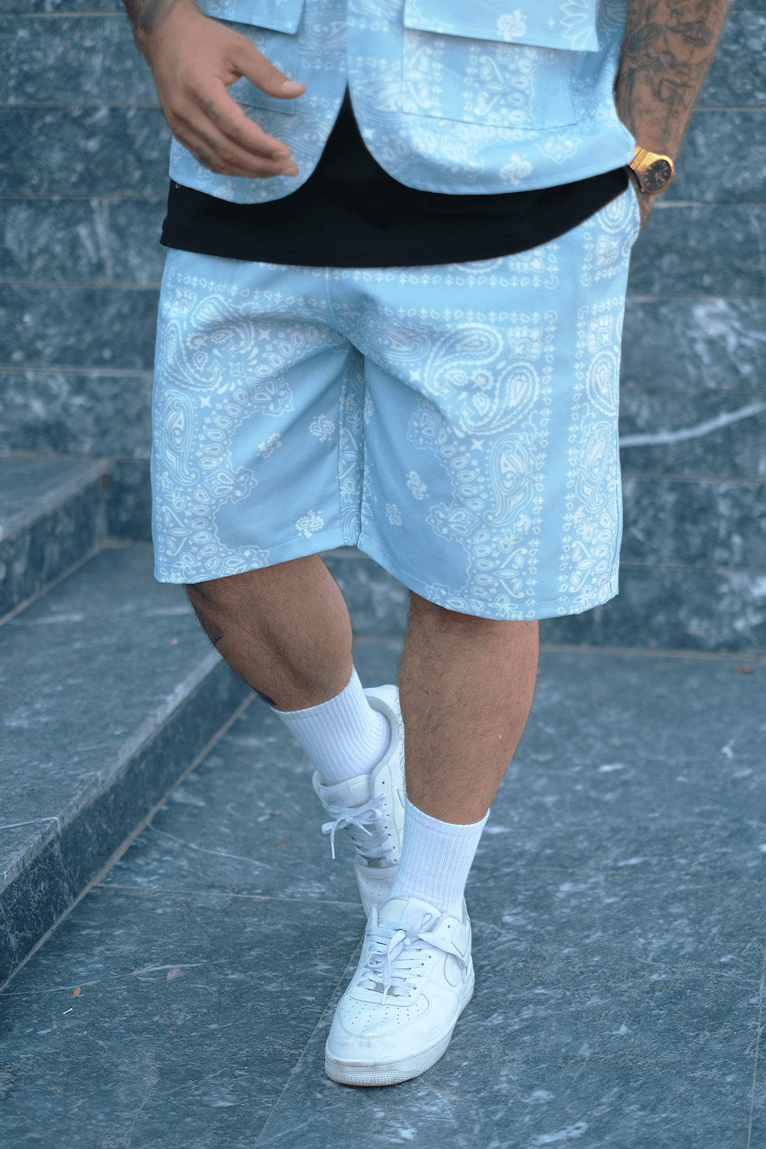 808 Sky Bandana Desen Oversize Şort