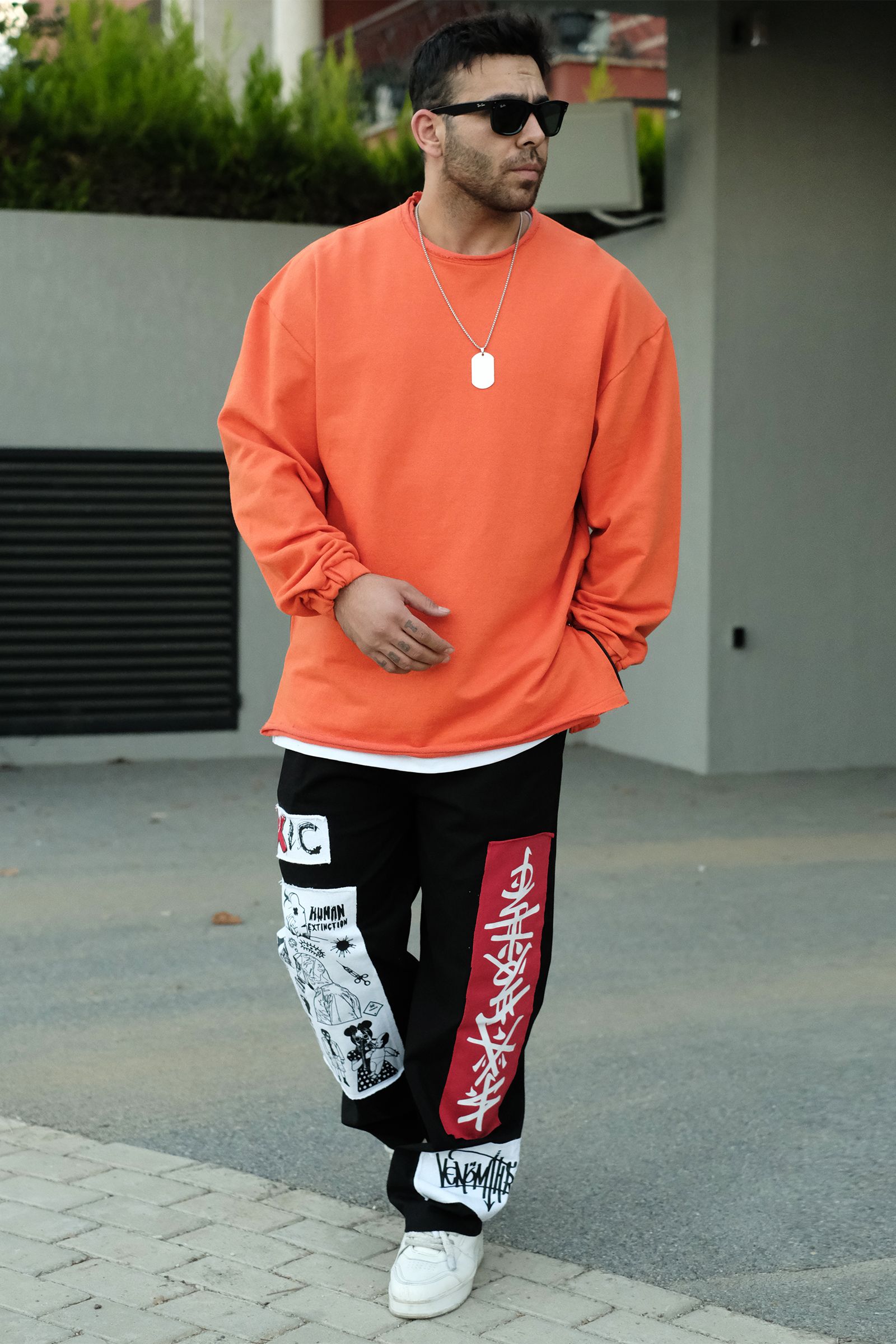 808 Basic Oversize Fermuar Yırtmaç Sweatshirt