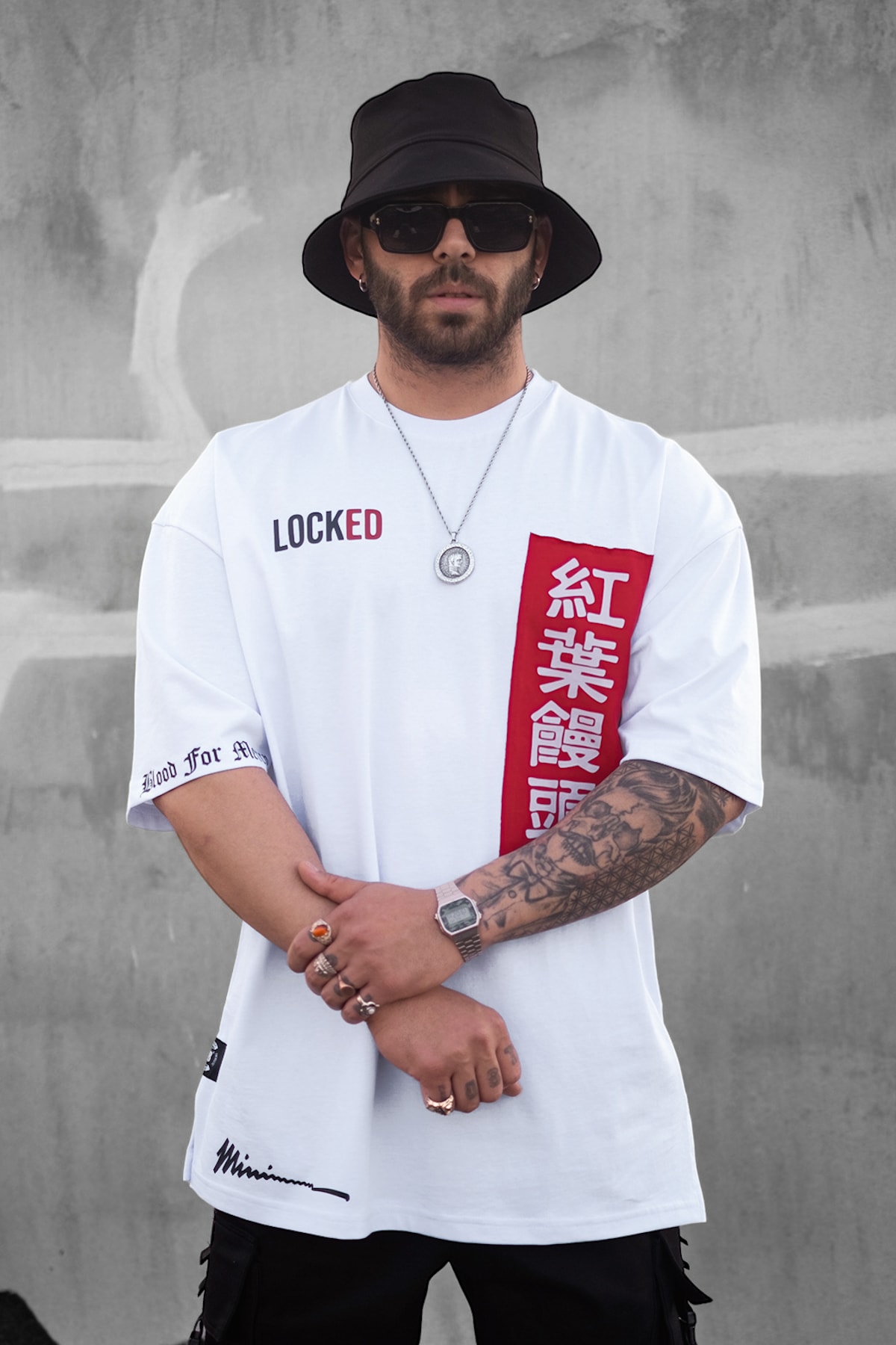 808 Locked Baskılı Oversize Tişört