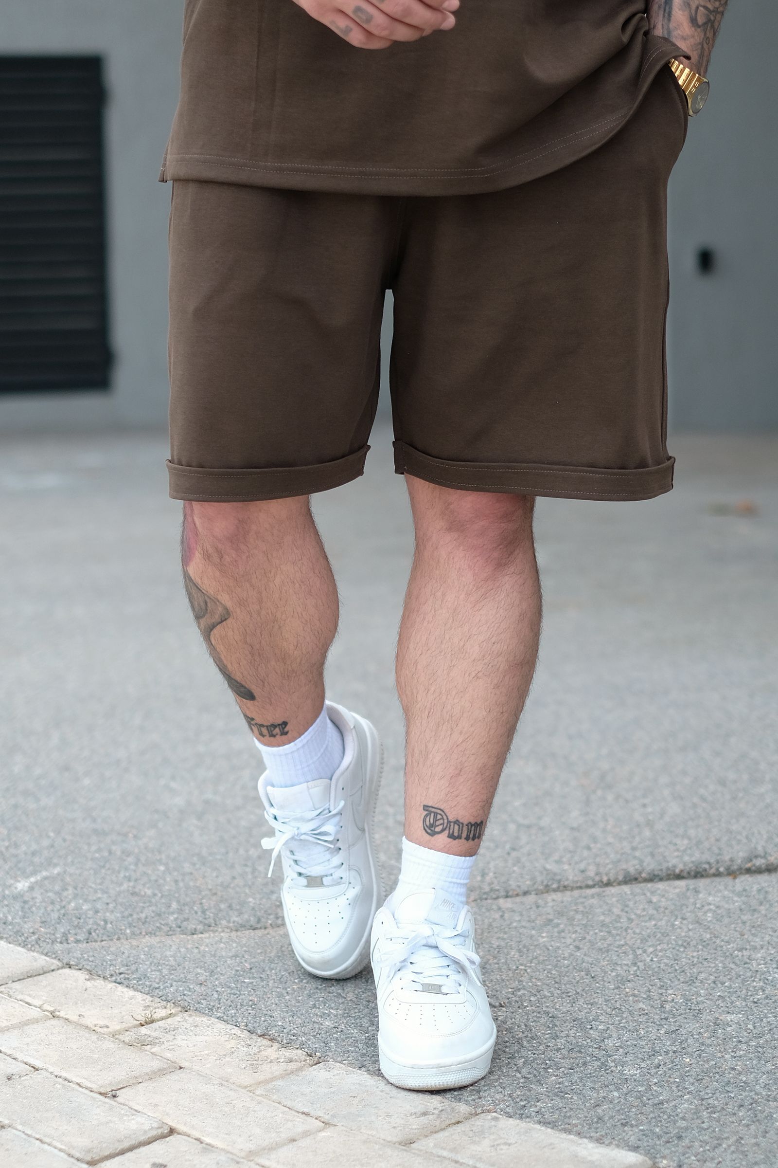 808 Basic Oversize Tok Şort - Kahverengi