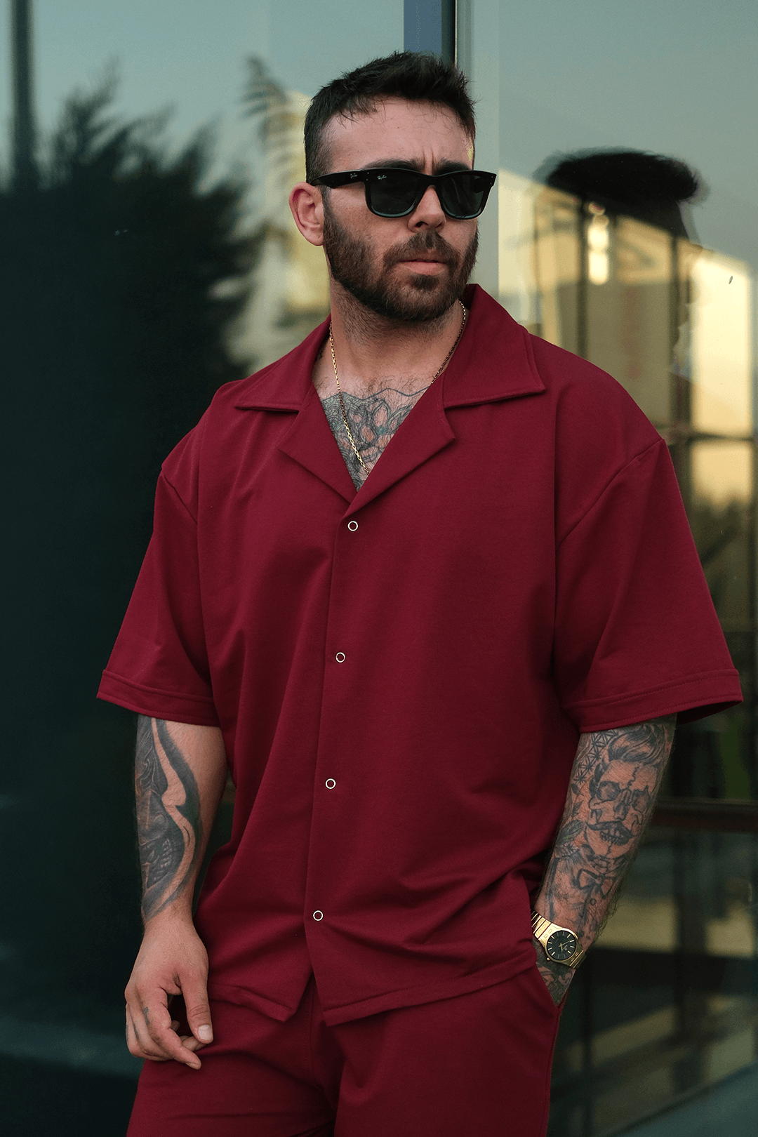 808 Basic V Yaka Oversize Tok Gömlek