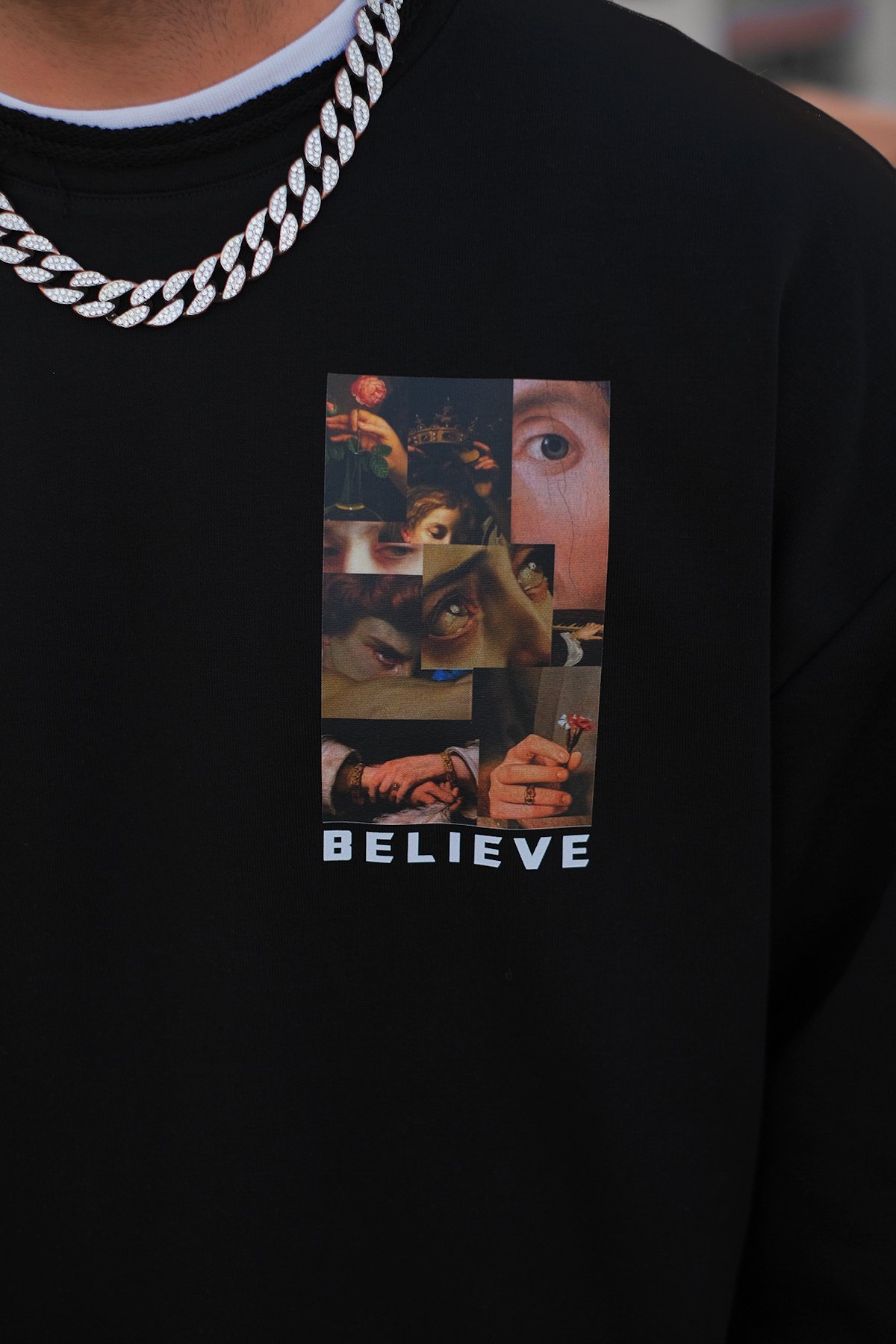 808 Believe Göğüs Baskılı Oversize Sweatshirt