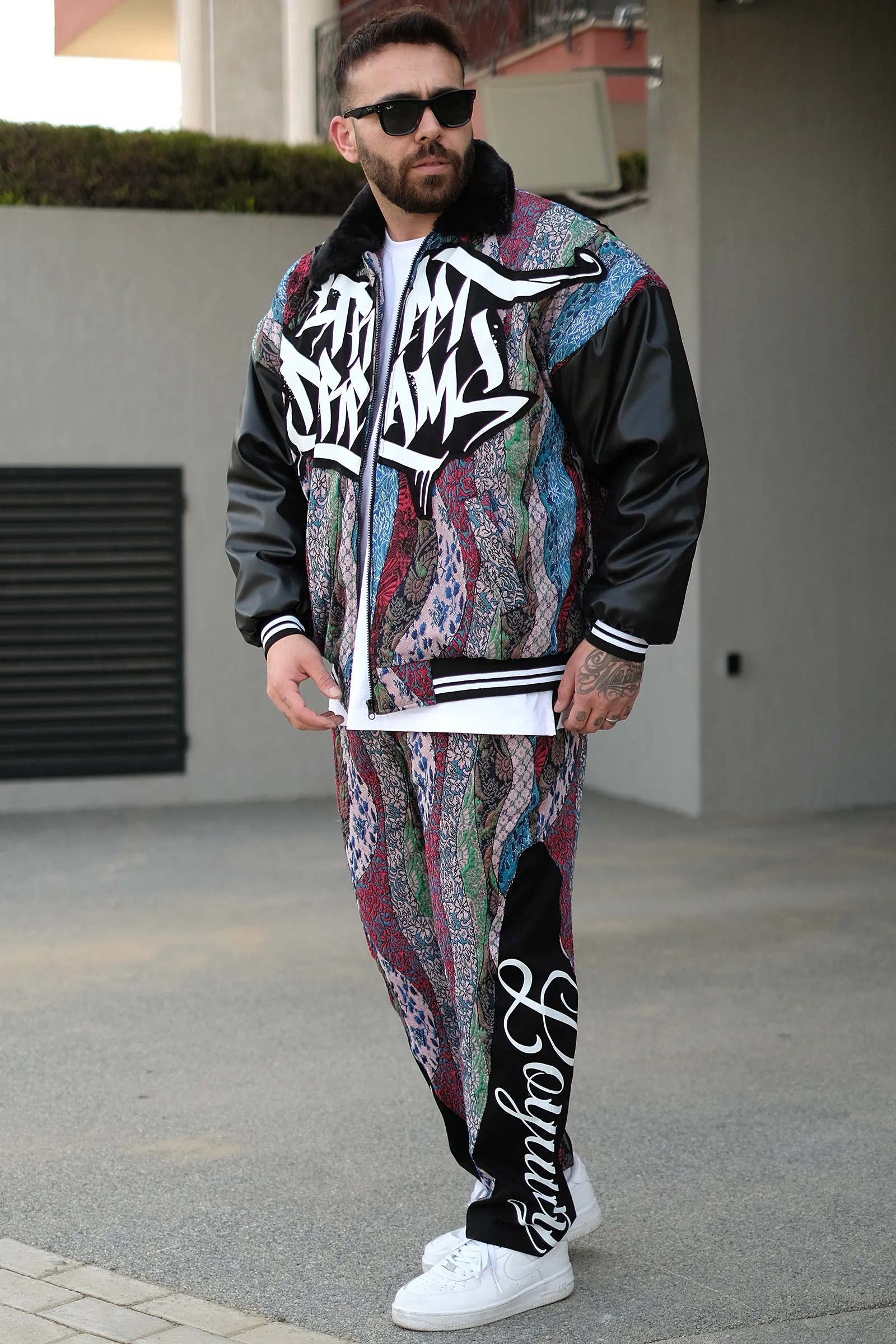 808 Street Dreams Kabartma Dokulu Patch Baskılı Oversize Takım