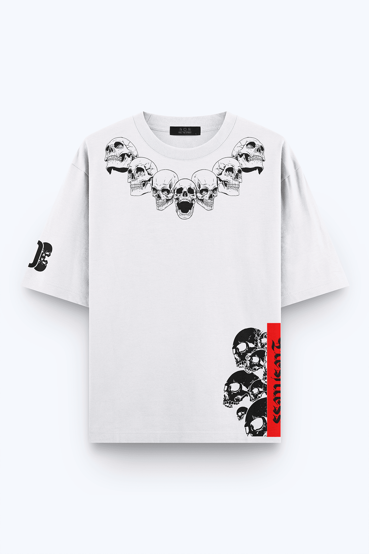 808 Fleshless Skull Baskılı Oversize Tişört