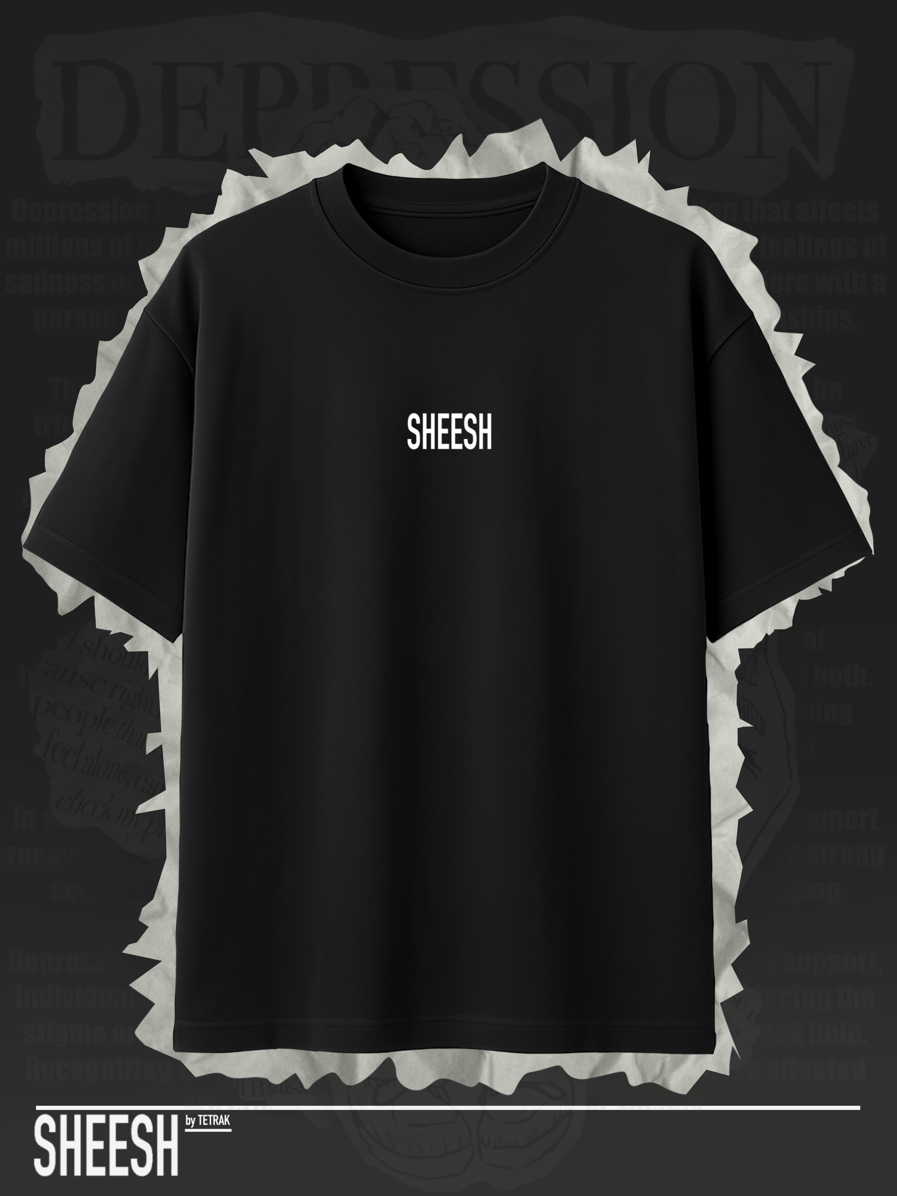Depression (by TETRAK) Oversize Tshirt - Siyah