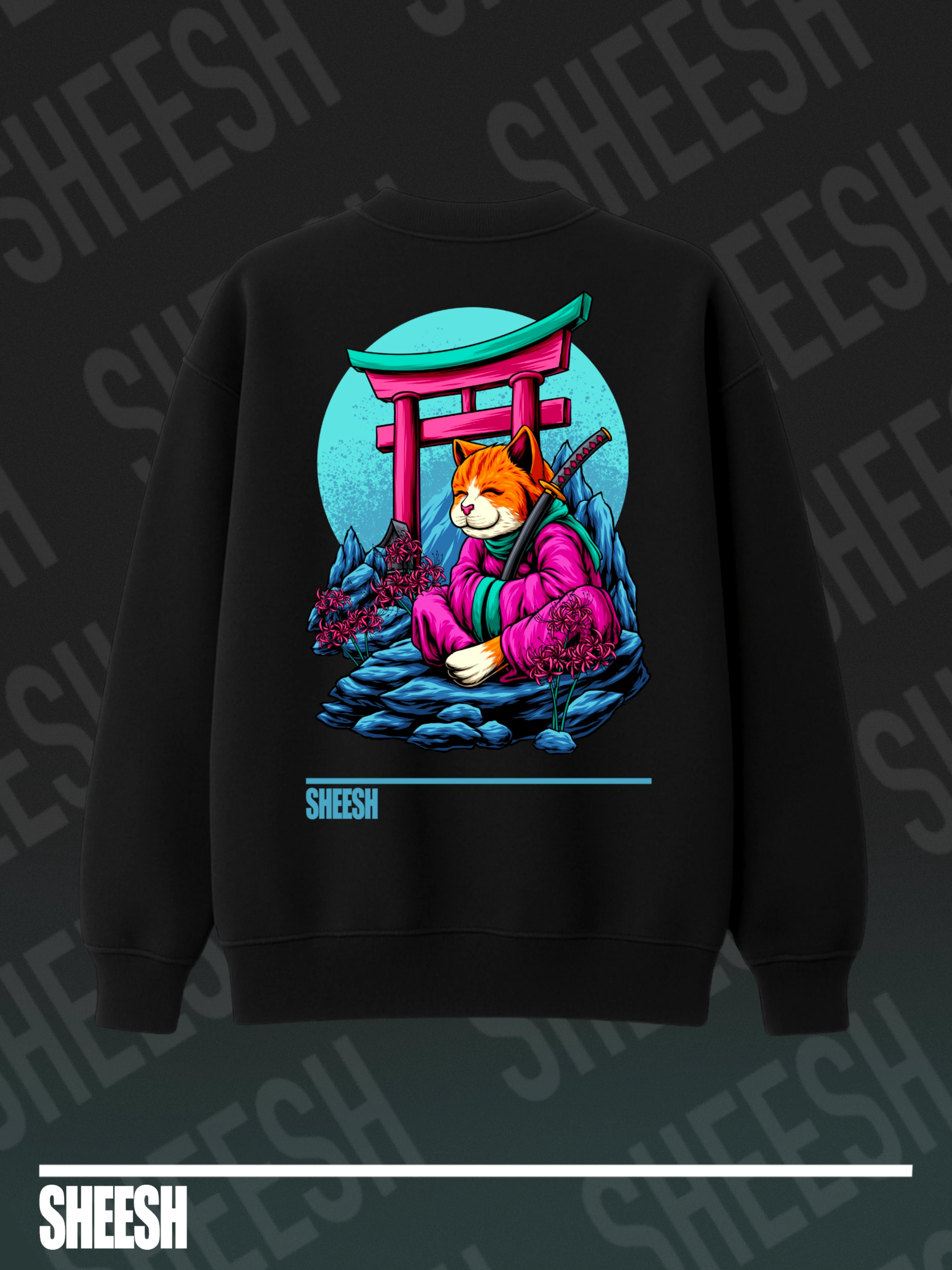 SAMUMEOW Oversize Sweatshirt - Siyah