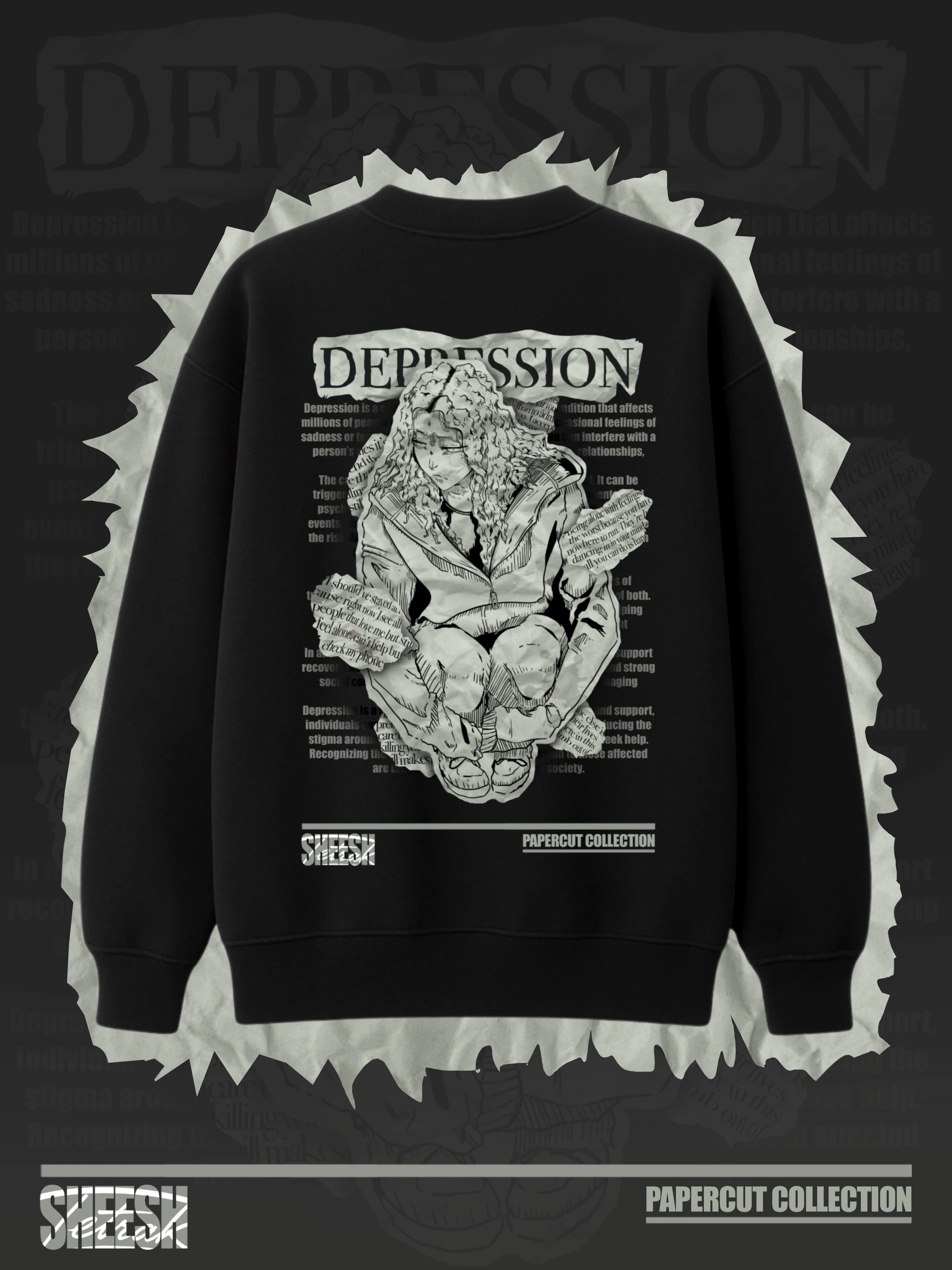 DEPRESSION Oversize Sweatshirt - Siyah