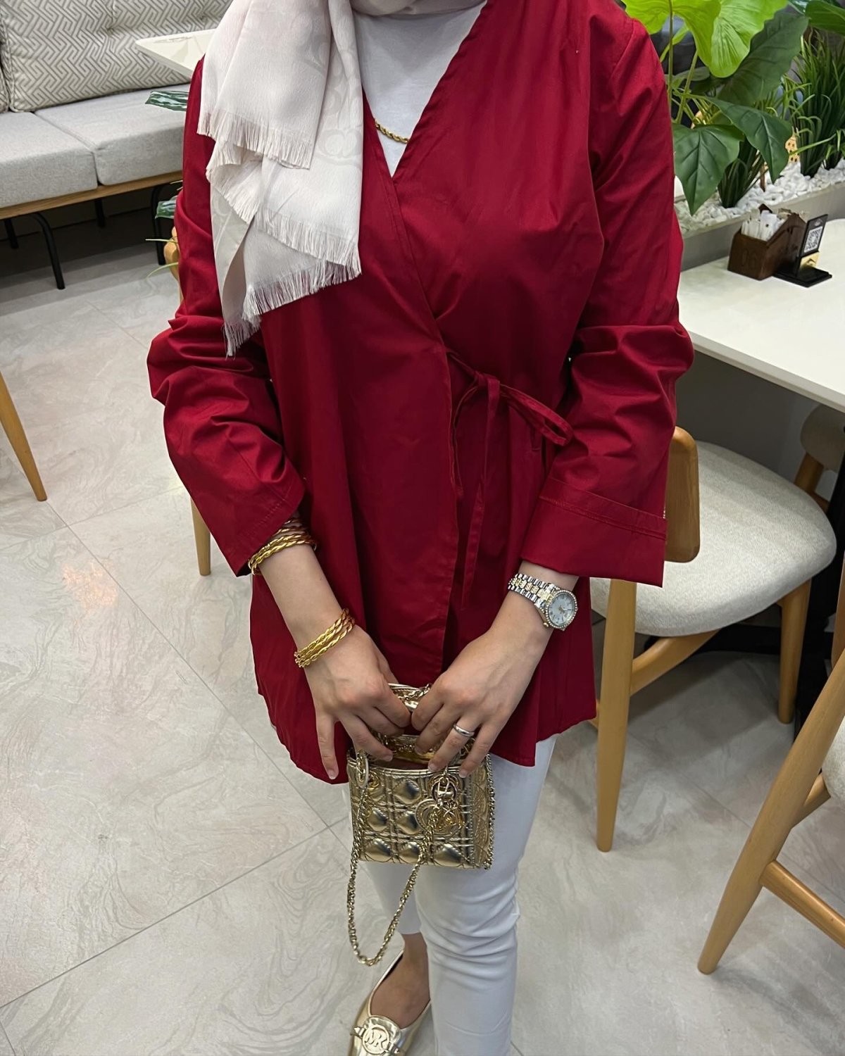 Yandan Bağlamalı Kimono - Kırmızı