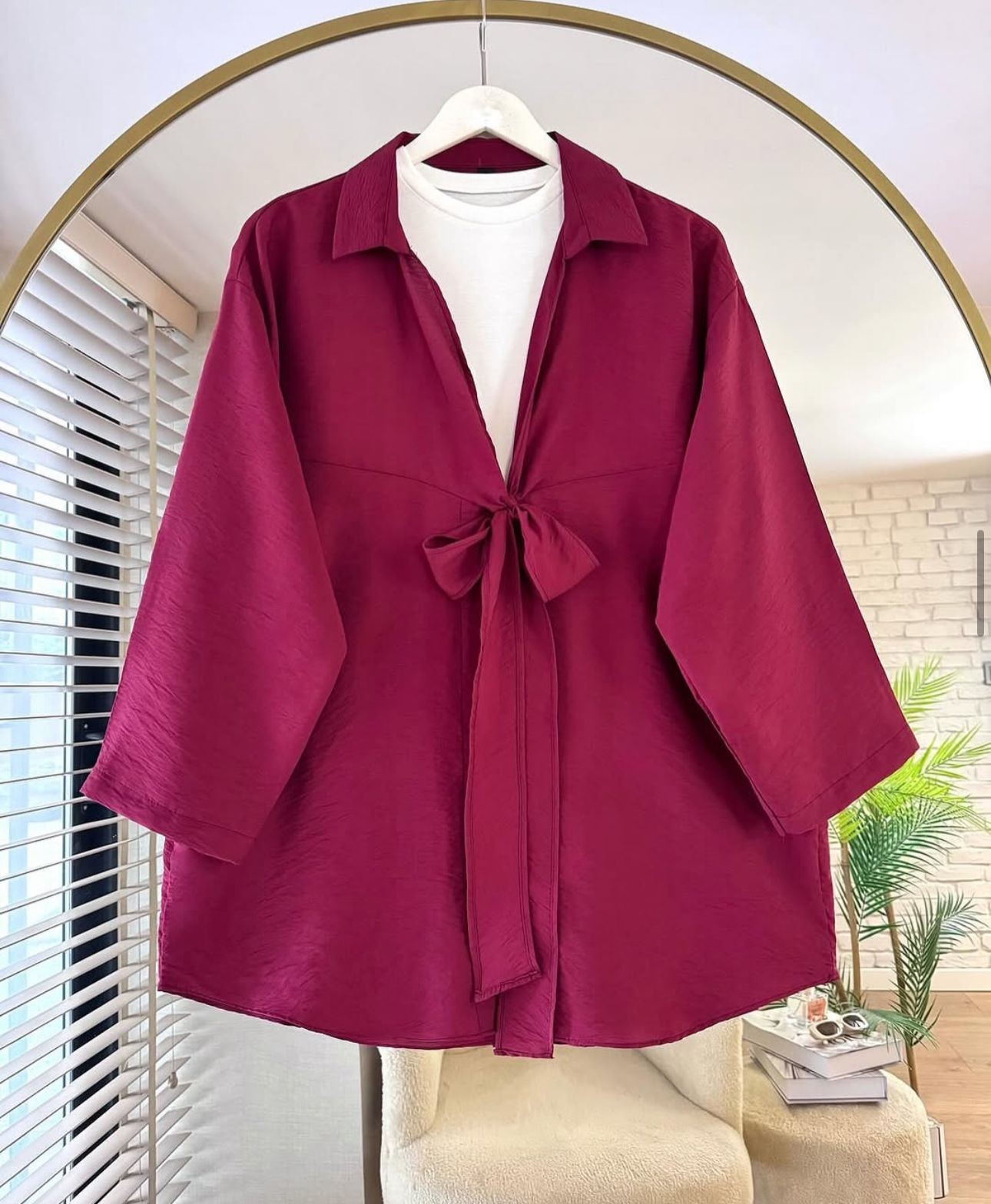 Bağlamalı Maldiv Kimono - Bordo