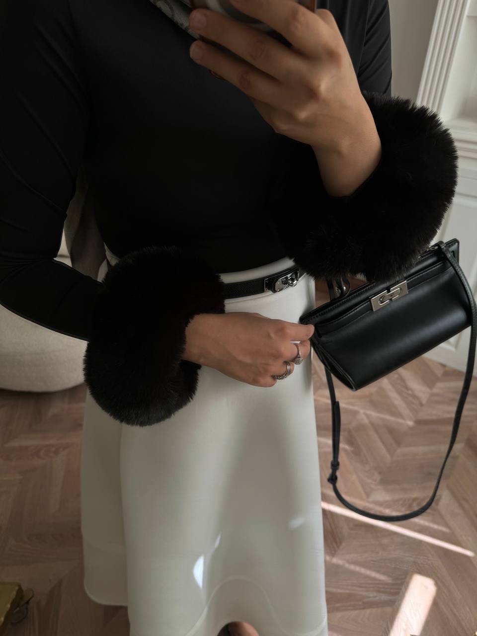 Kürklü Peluş Body - Siyah