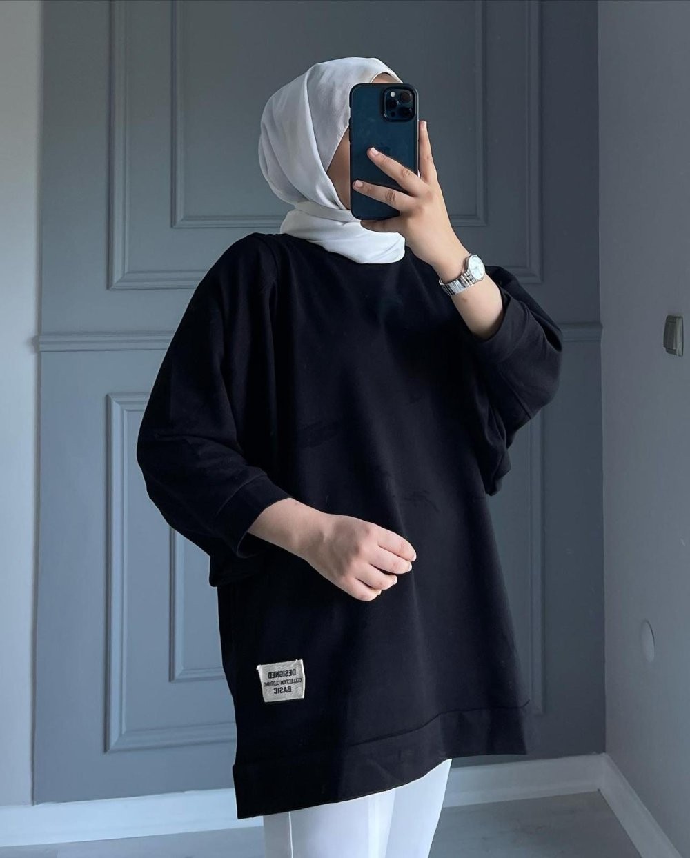 İki İplik Sweatshirt-Siyah