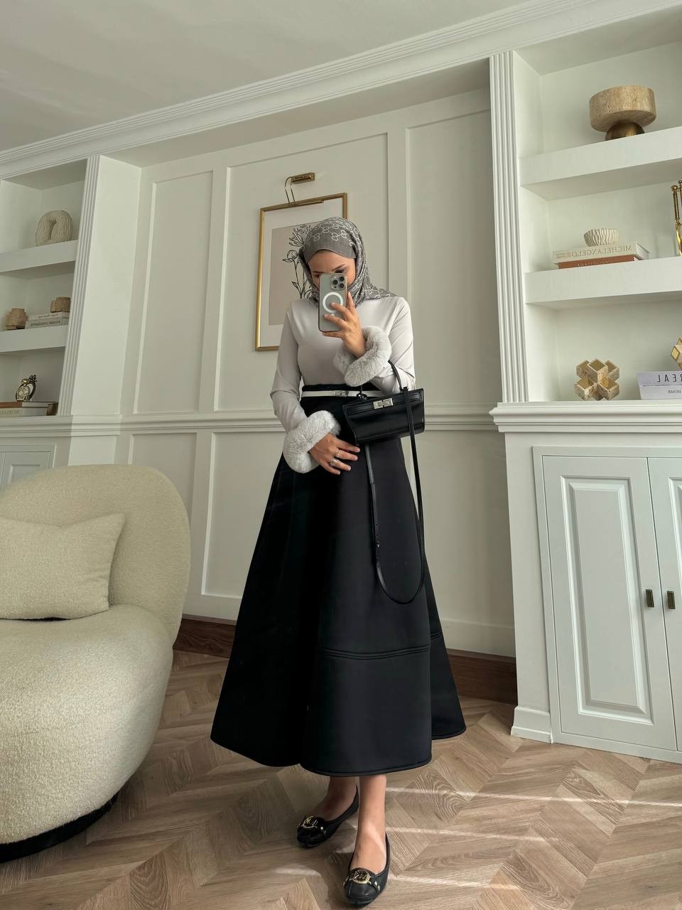 Kürklü Peluş Body - Gri