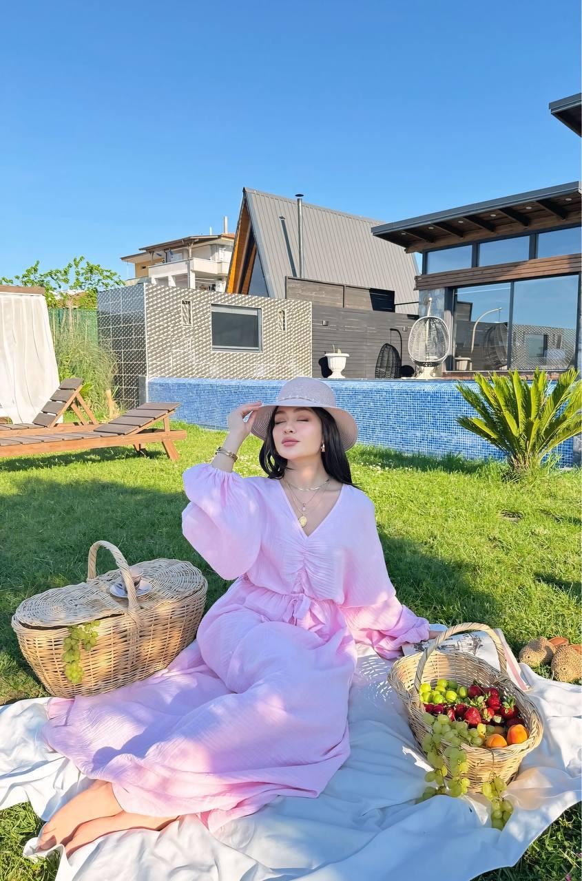 Bohem Elbise - Pembe