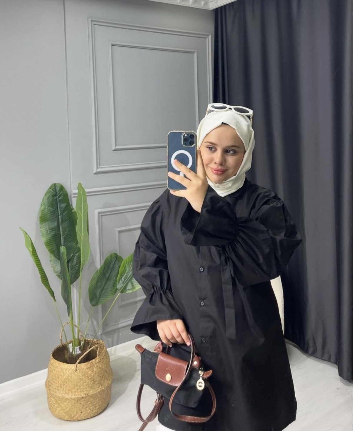 Flora Fırfırlı Gömlek - Siyah
