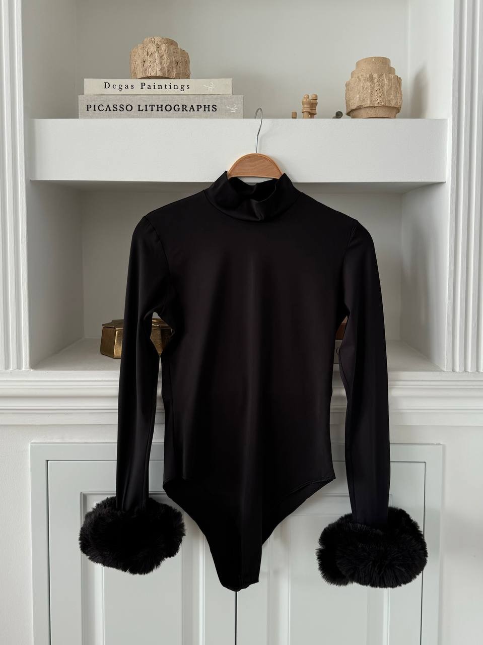 Kürklü Peluş Body - Siyah