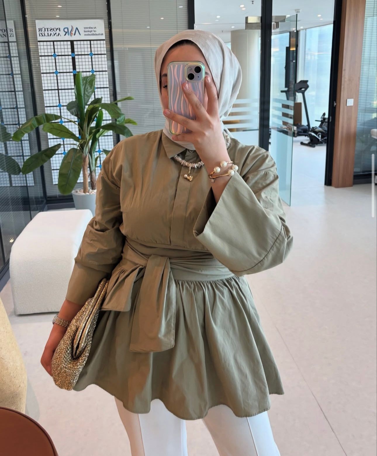 Poplin Bağlamalı Gömlek - Haki