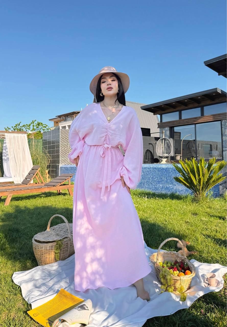 Bohem Elbise - Pembe