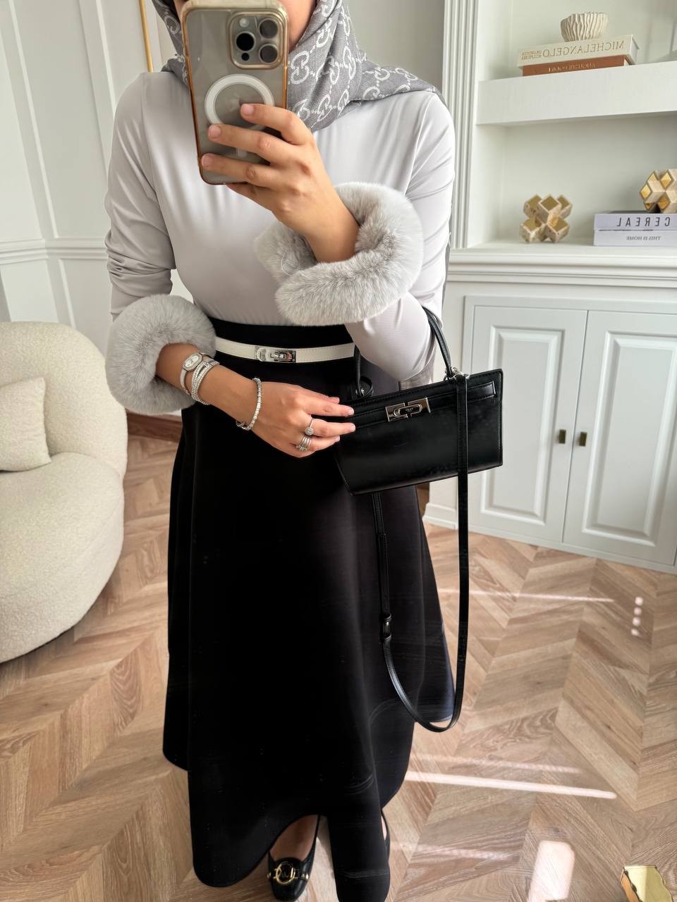 Kürklü Peluş Body - Gri