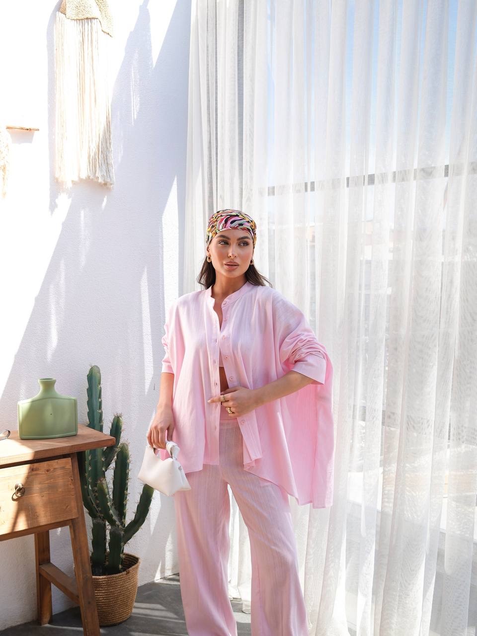 Keten Pinterest Takım - Pembe