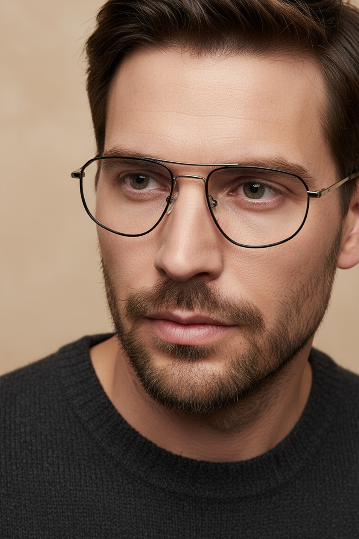 6455-M | Dikdörtgen Metal Mavi Işık Koruyucu Gözlüğü - Siyah/Gümüş